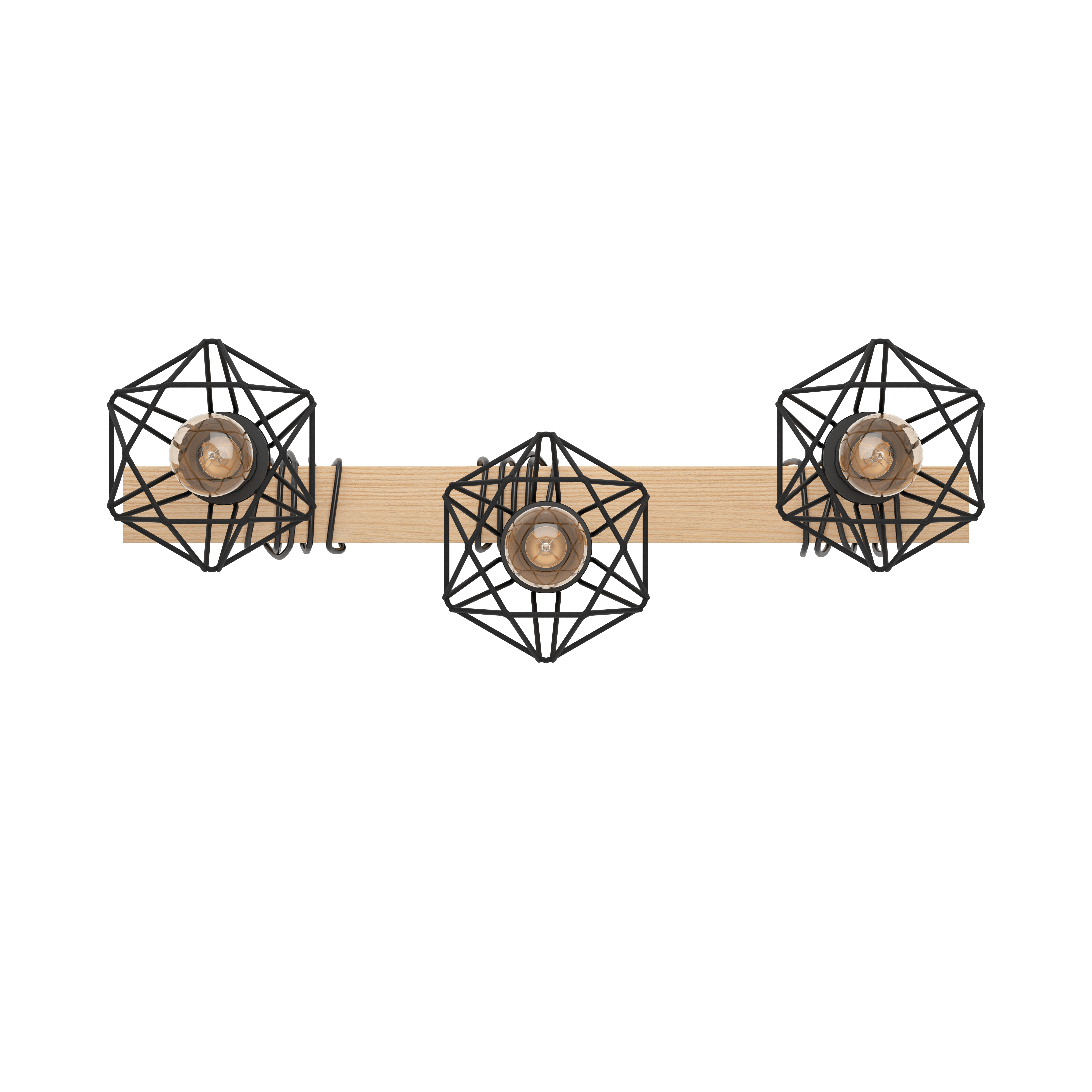 Eglo Townshend 5 Adjustable Black & Wooden Bar Pendant - 3 Light