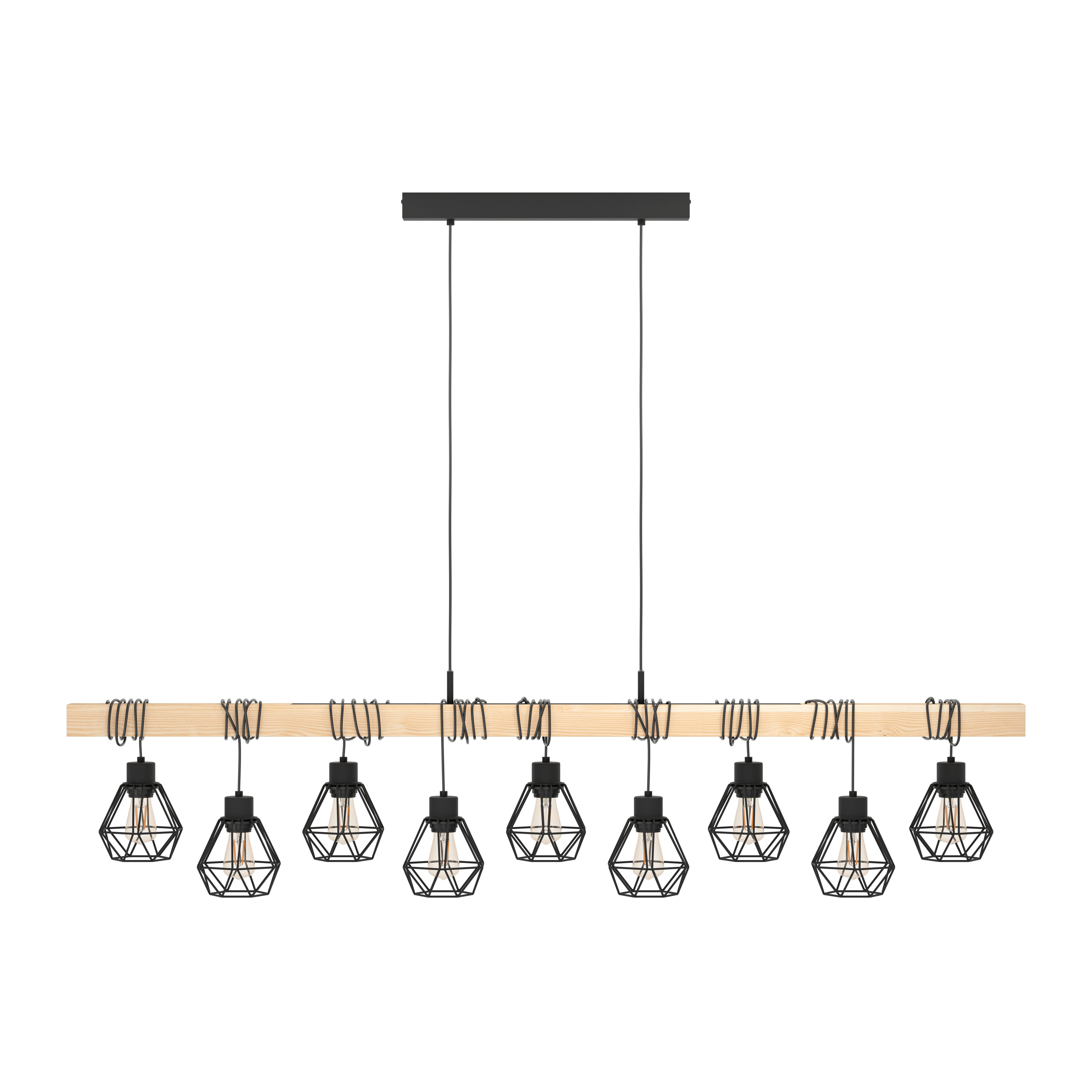 Eglo Townshend 5 Wooden Adjustable 9 Light Bar Ceiling Pendant