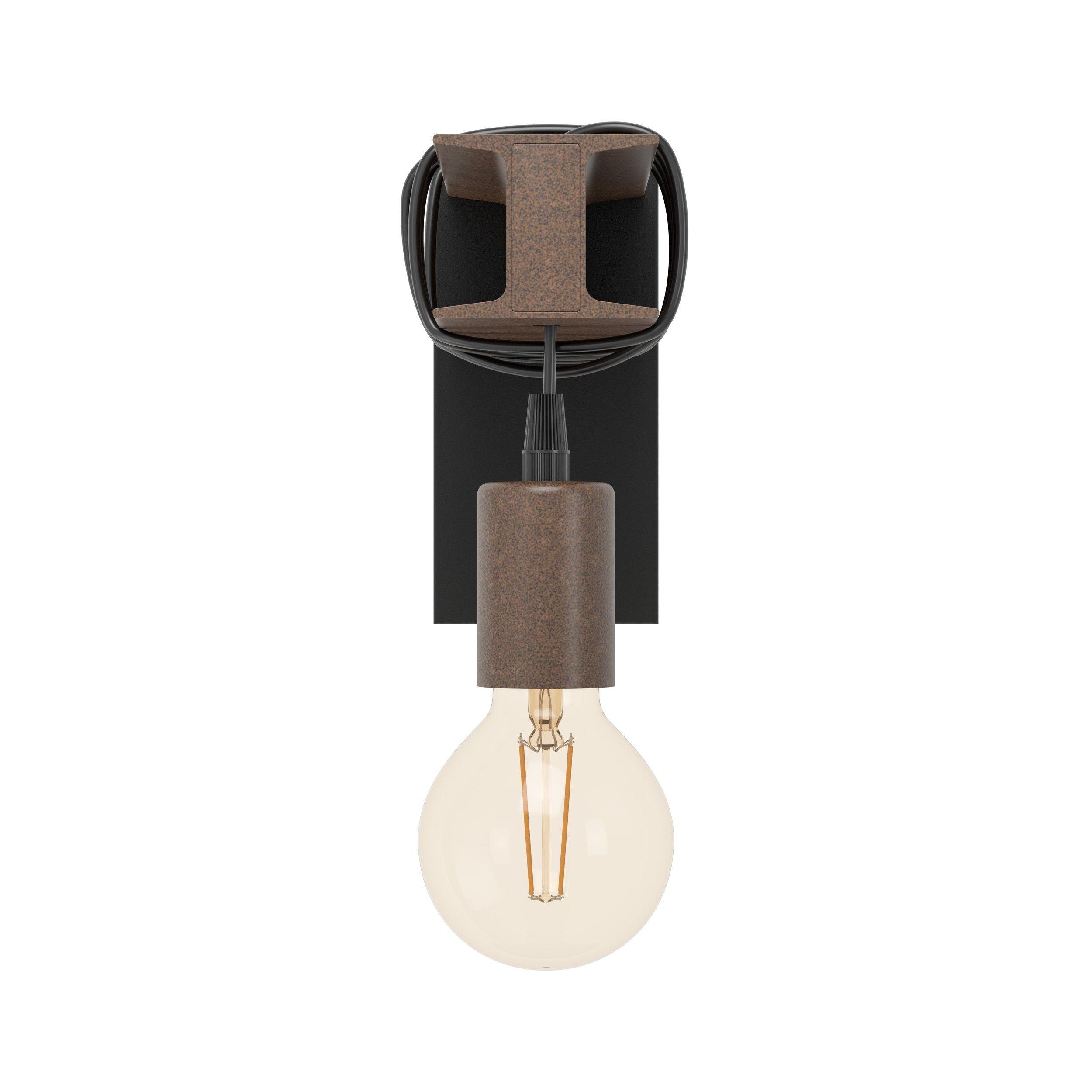 Eglo Townshend 4 Black & Rust Brown Industrial Wall Light