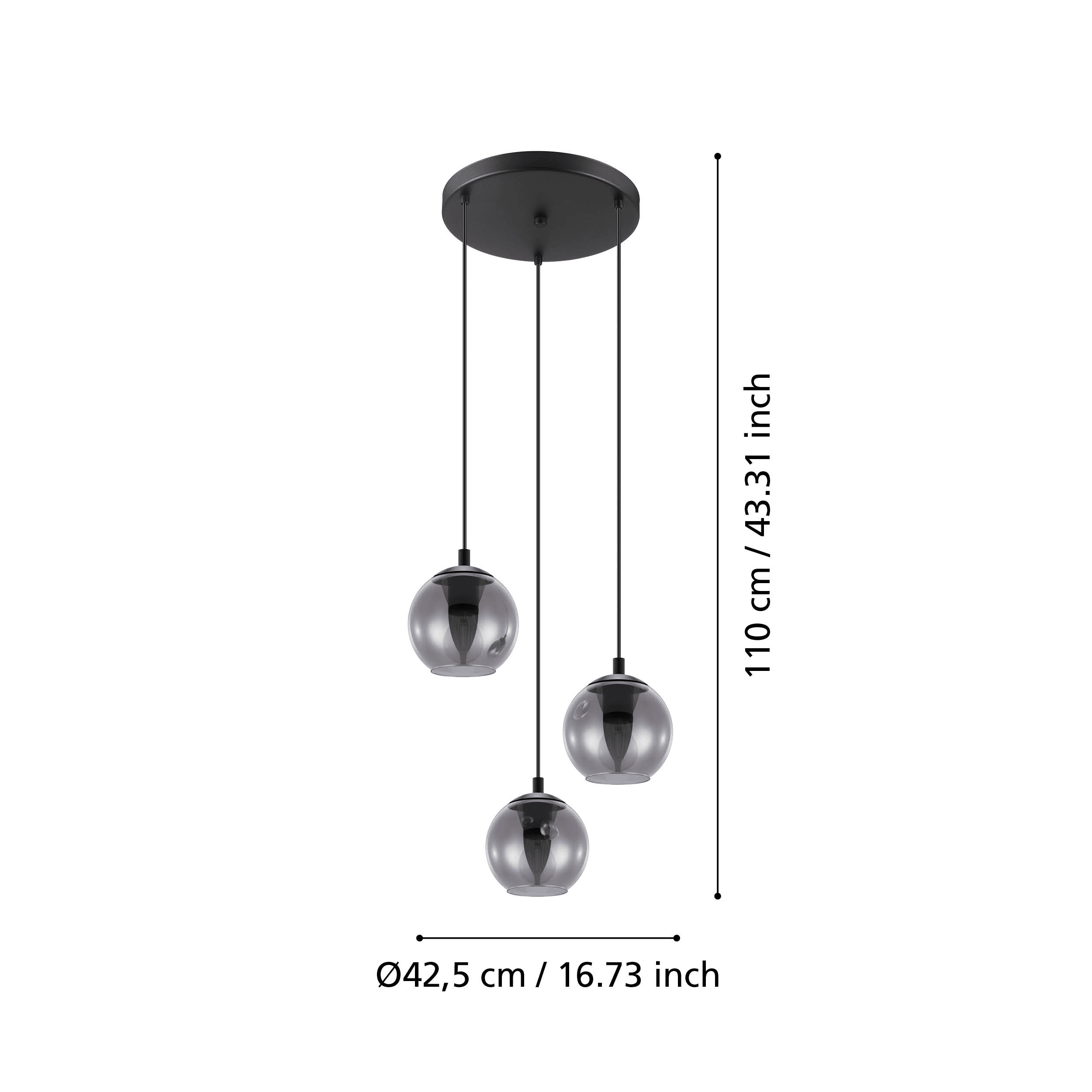 eglo ariscani black steel vaporised glass 3 light pendant kitchen lighting 