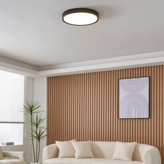 eglo musurita black round led flush ceiling light 40cm