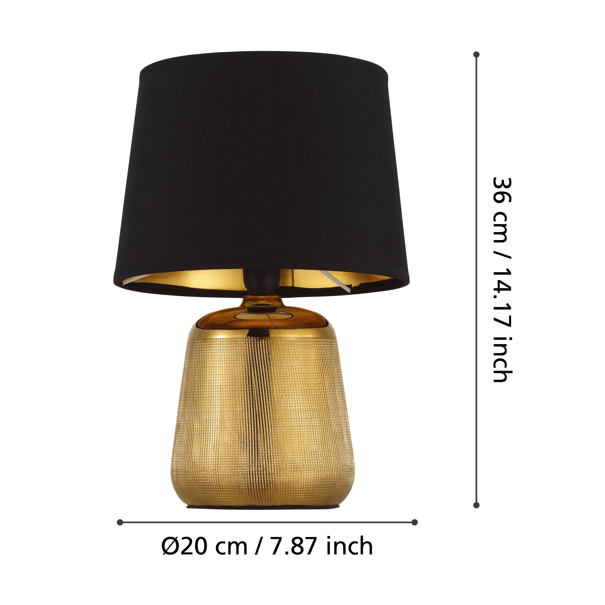 eglo manalba 1 sold ceramic table lamp black fabric shade living room close up