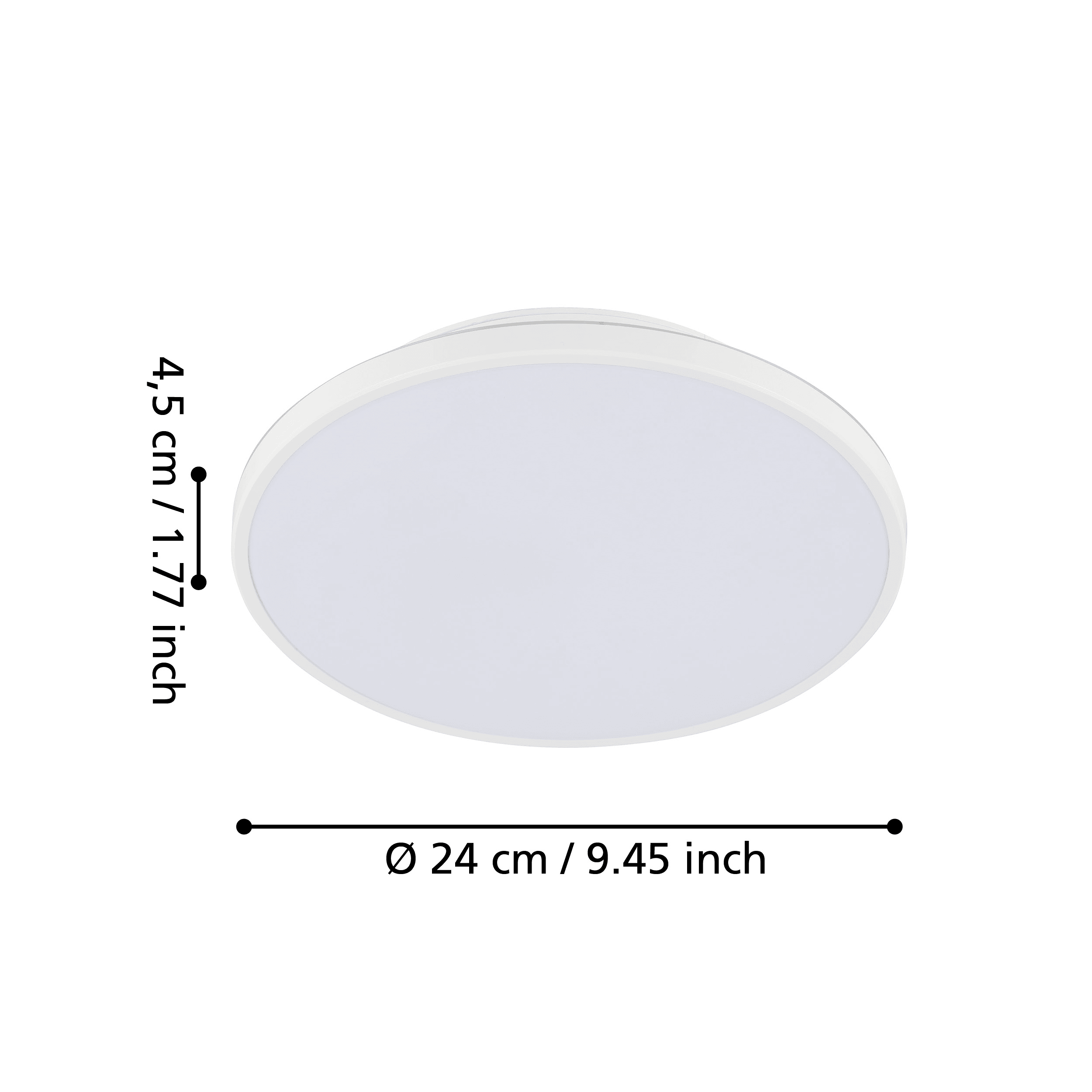 eglo crespillo white led round flush ceiling light 24cm living room close up