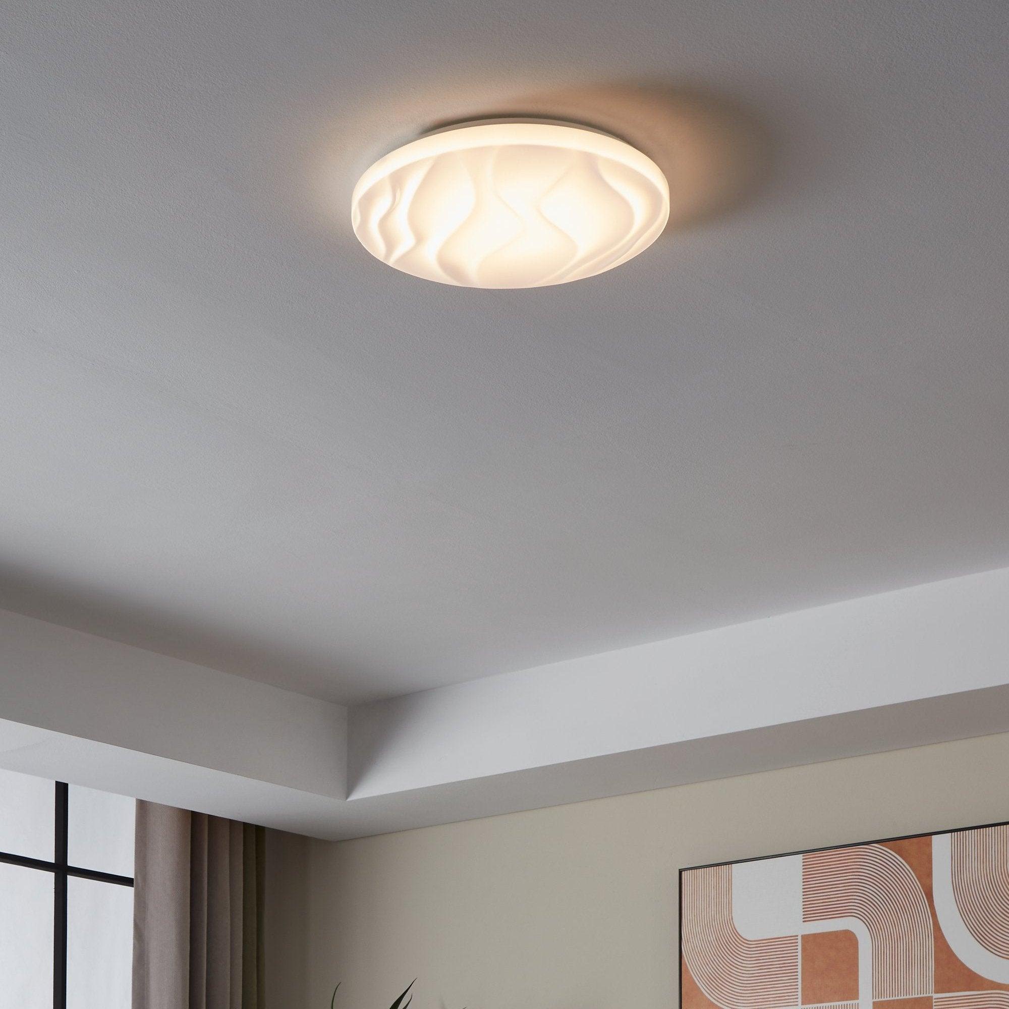 eglo benariba round white led flush ceiling light 33cm