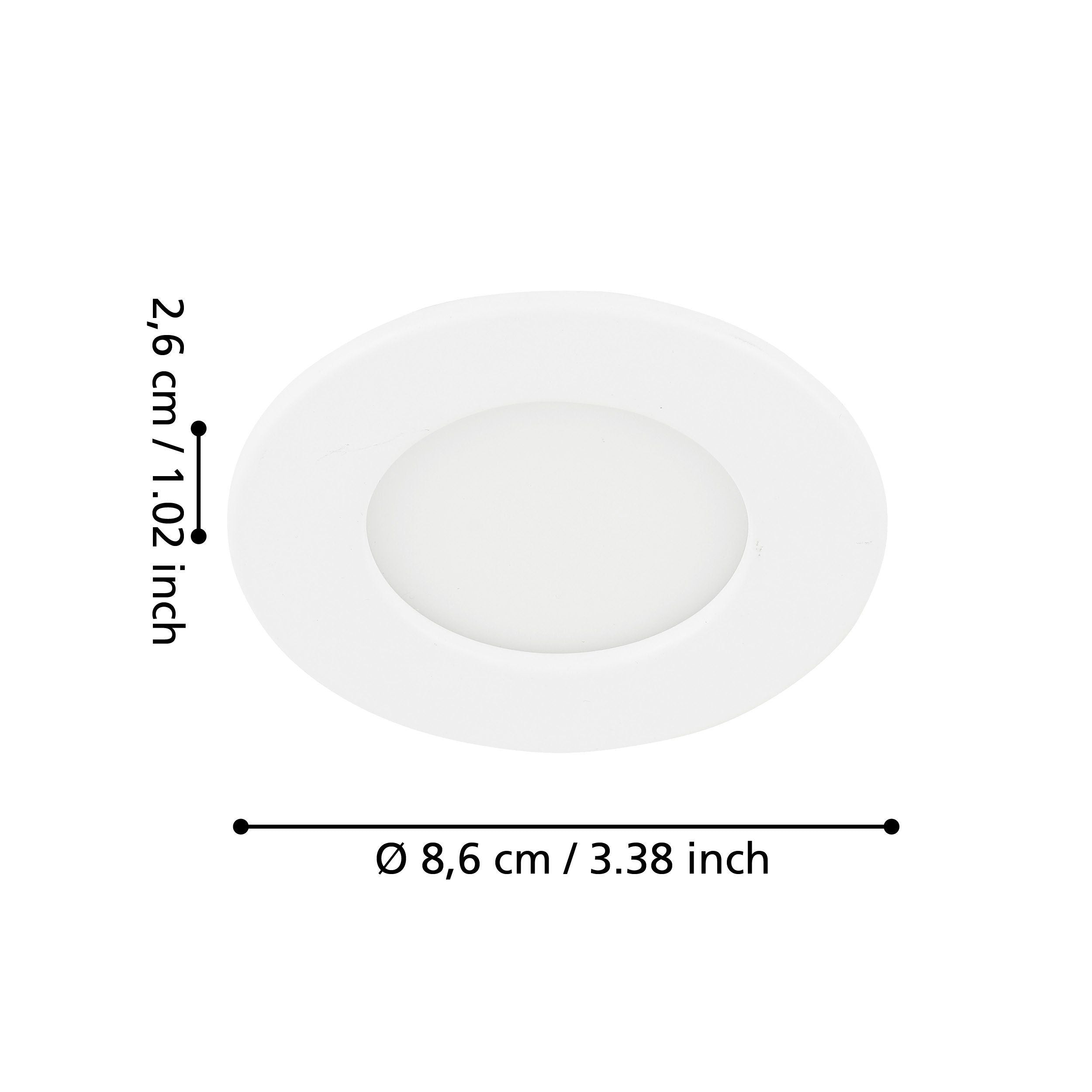 Eglo Fueva 5 LED White Metal Recessed Ceiling Light - 8.6cm — rear view