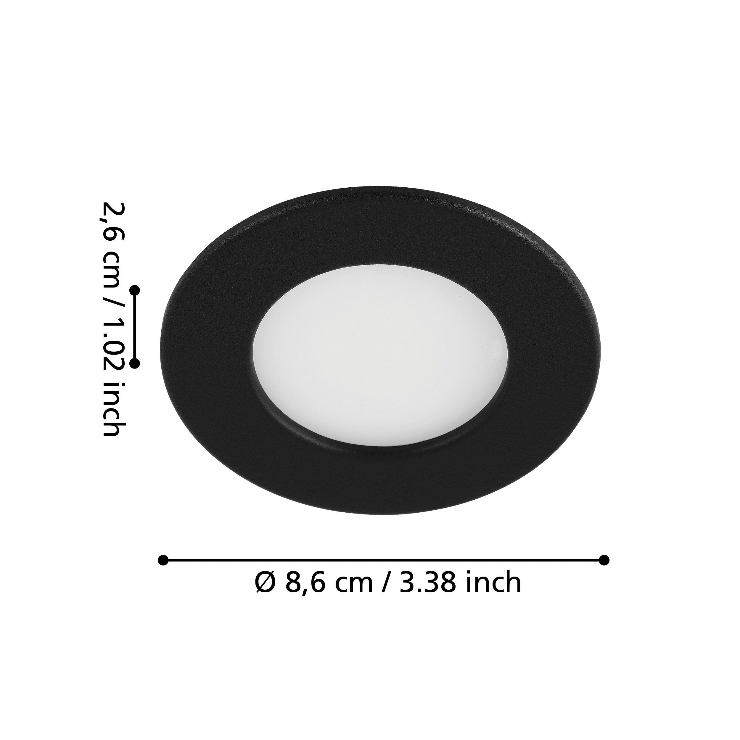 Eglo Fueva 5 Black LED Recessed Ceiling Light - 8.6cm — close-up detail