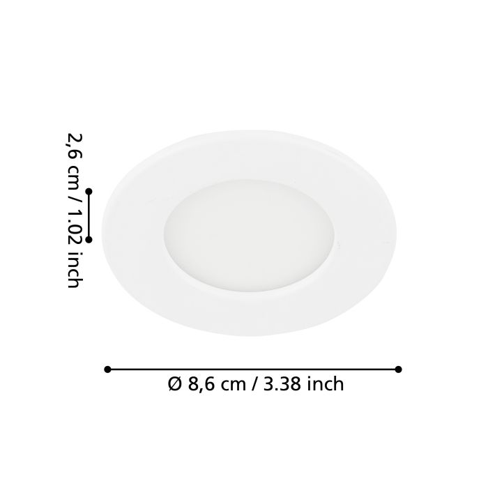 Eglo Fueva 5 LED Cool White Metal Recessed Ceiling Light - 8.6cm — close-up detail