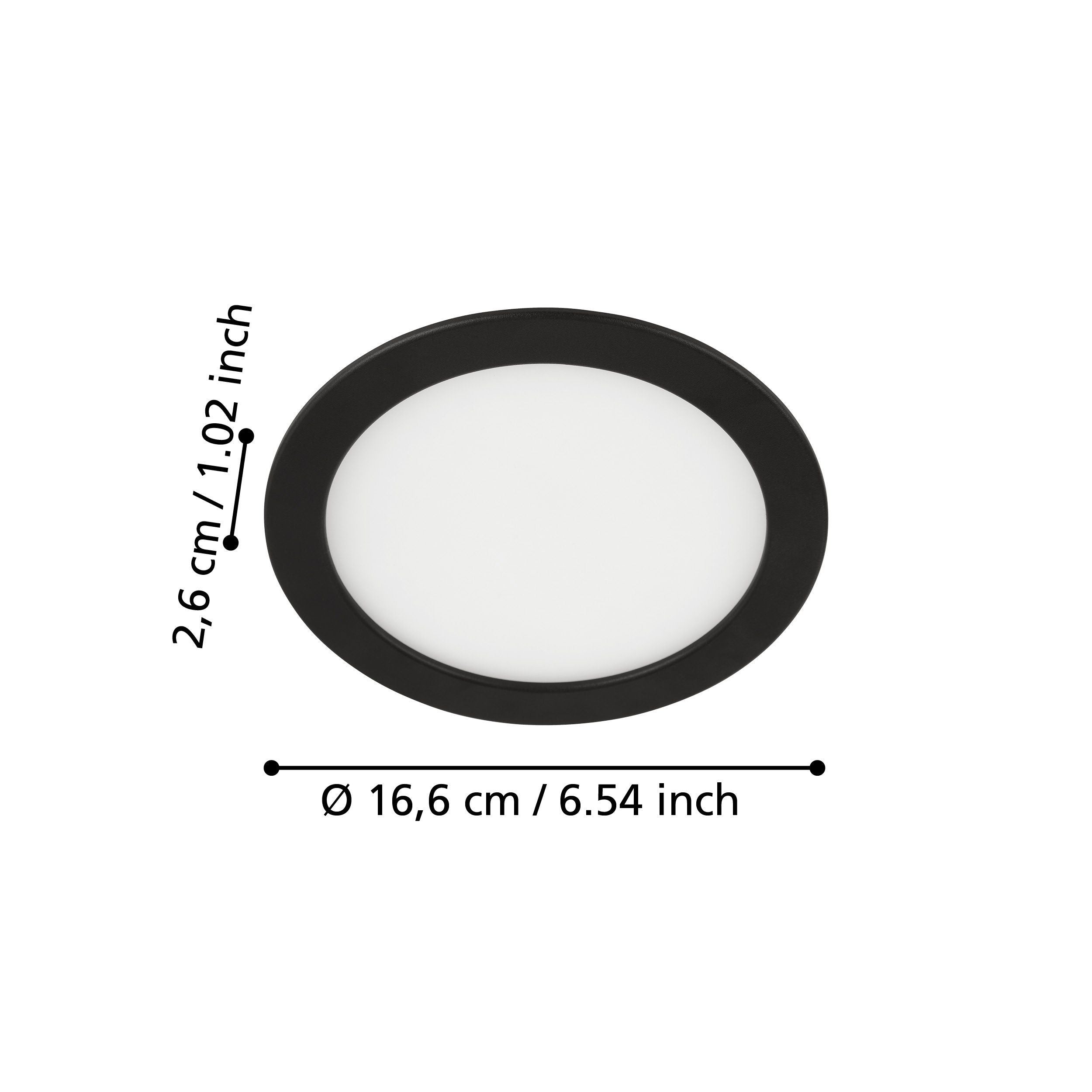 Eglo Fueva 5 Black Cool White LED Recessed Light - 16.6cm — rear view