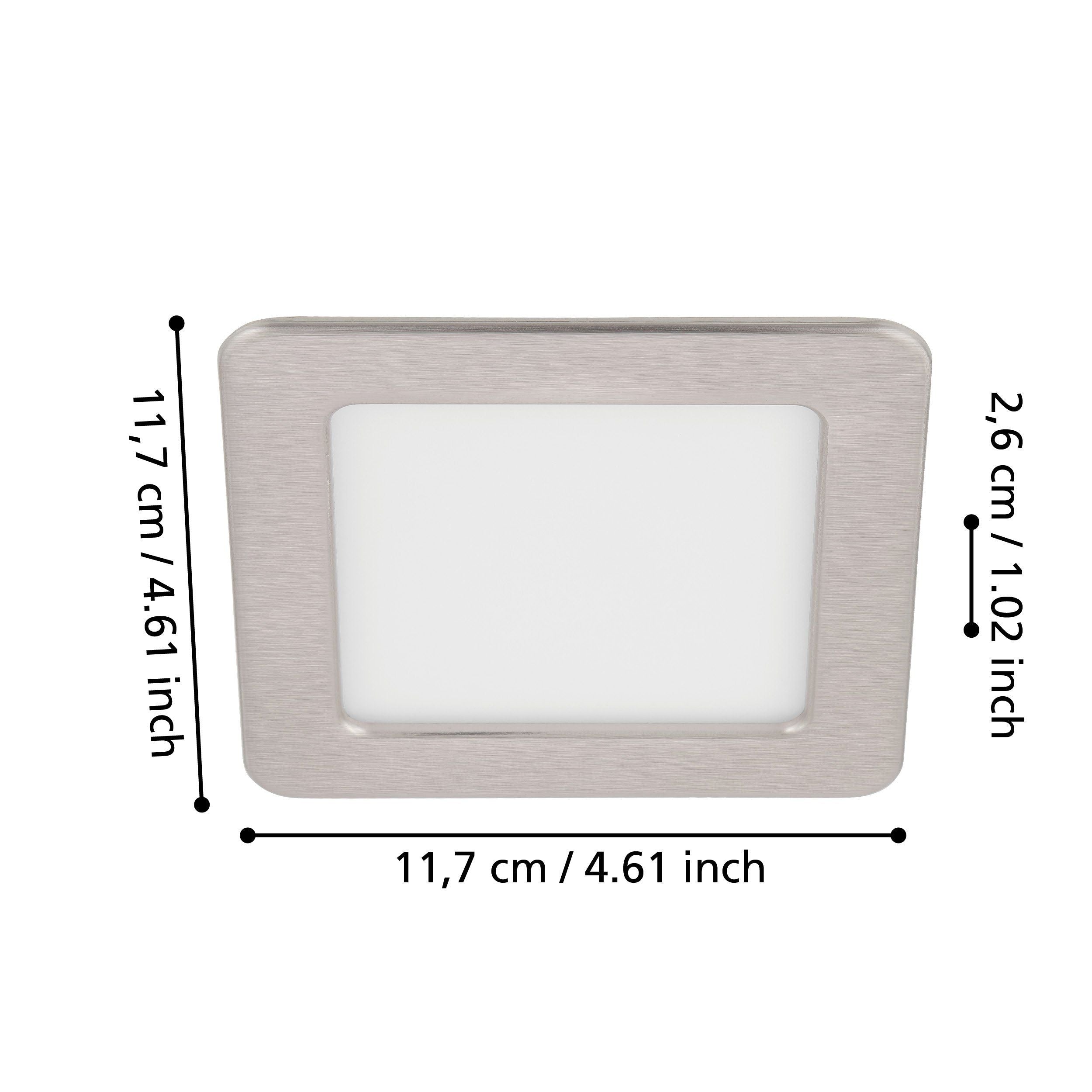 Eglo Fueva 5 Nickel LED Square Recessed Ceiling Light - 11.7cm — close-up detail