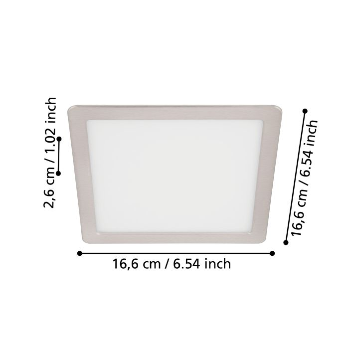 Eglo Fueva 5 Nickel LED Square Recessed Ceiling Light - 16.6cm — close-up detail