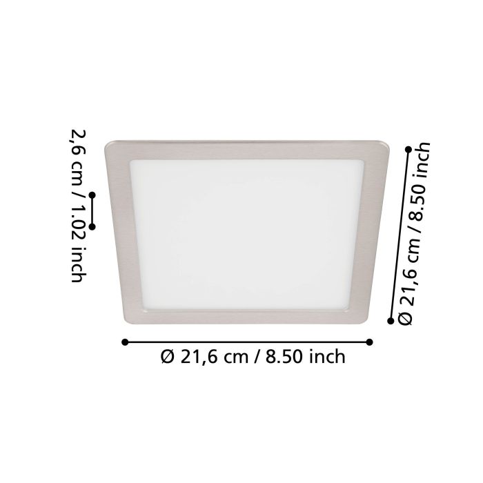 Eglo Fueva 5 Nickel LED Square Recessed Ceiling Light - 21.6cm — close-up detail