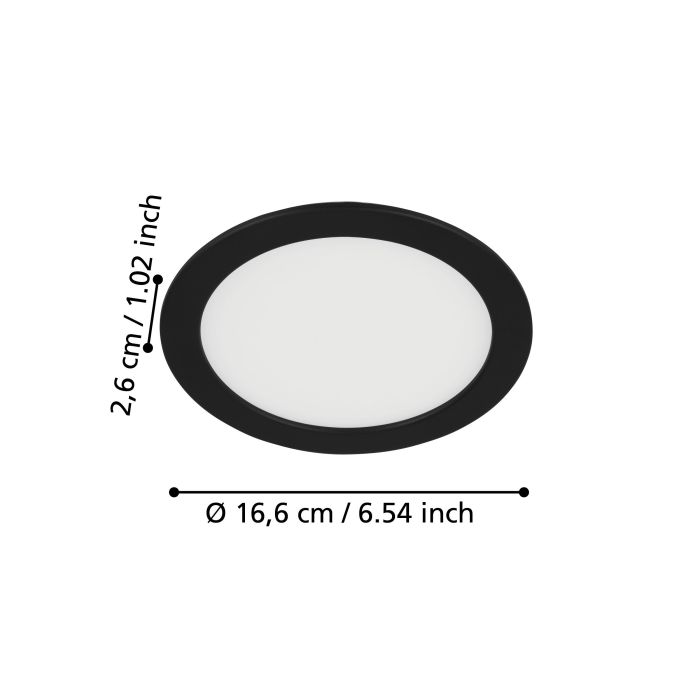 Eglo Fueva 5 Black LED Recessed Cool White Light - 16.6cm — rear view