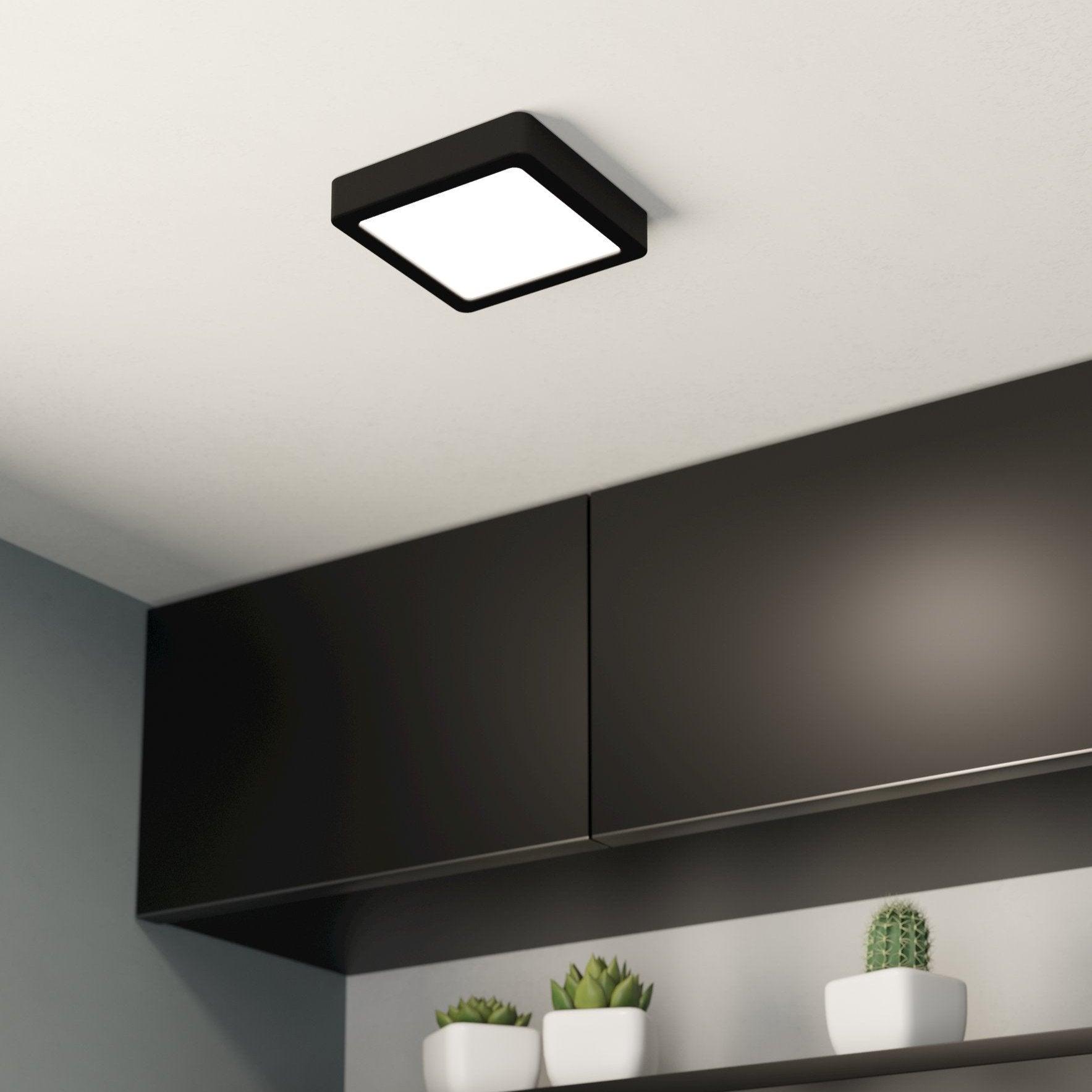 eglo fueva 5 led black square cool white flush 16cm