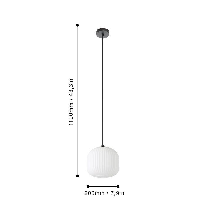 eglo mantunalle white ribbed glass shade ceiling pendant Kitchen Lighting Close Up