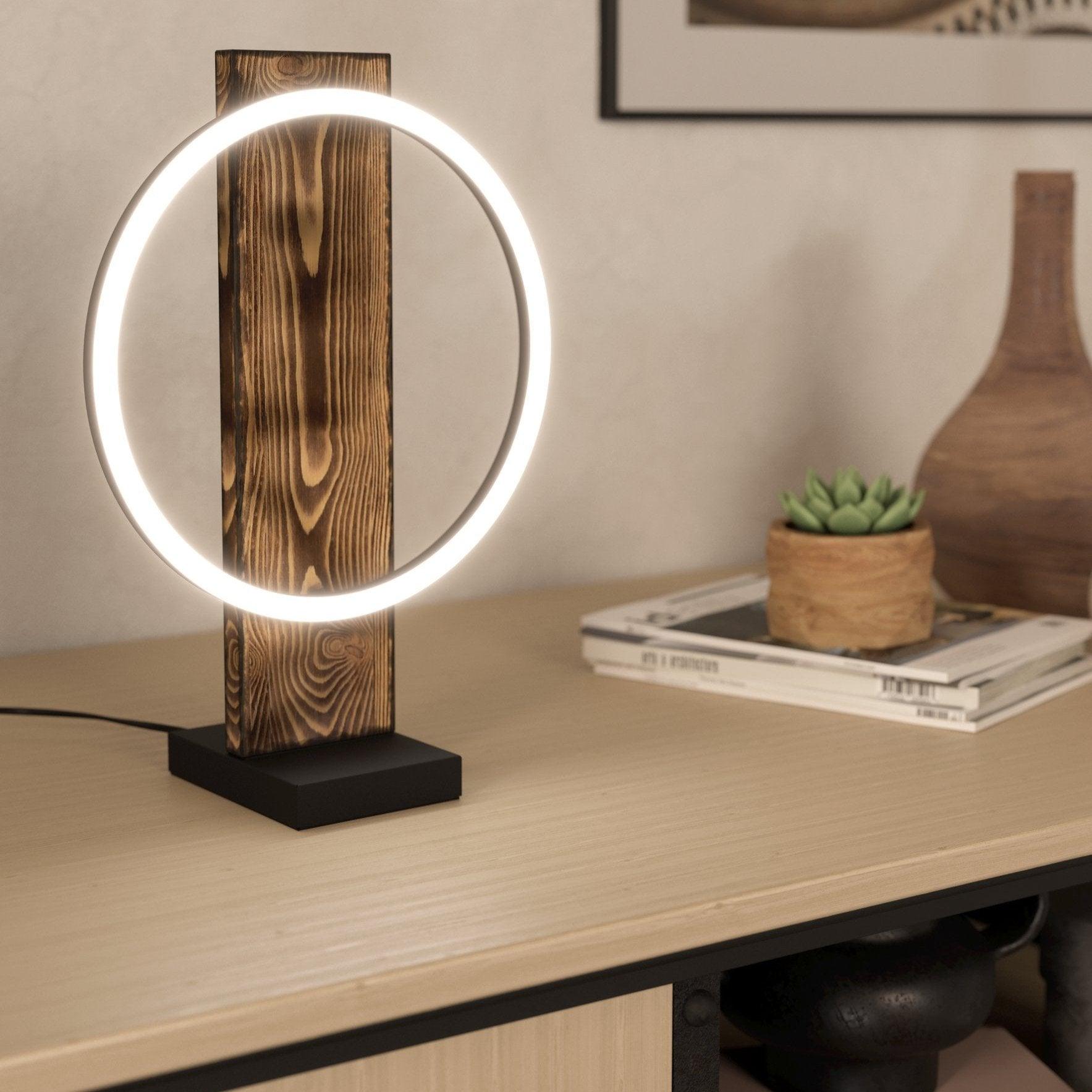 eglo boyal mottled wood led table lamp