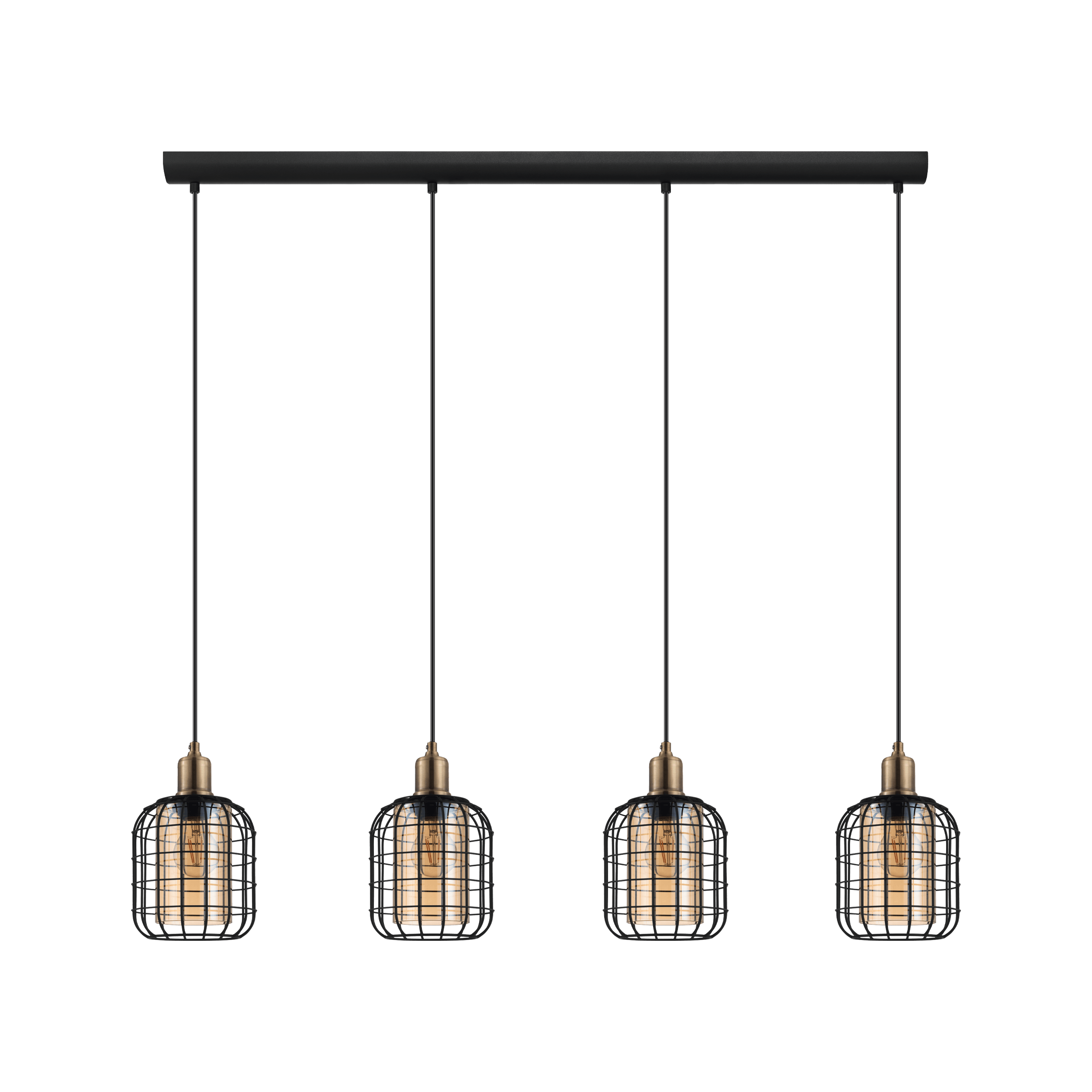 eglo chisle 4 light black wire amber glass shade pendant living room image