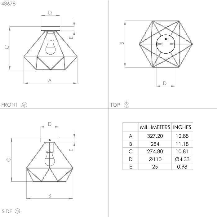 Eglo Tarbes Gold Metal Flush Ceiling Light