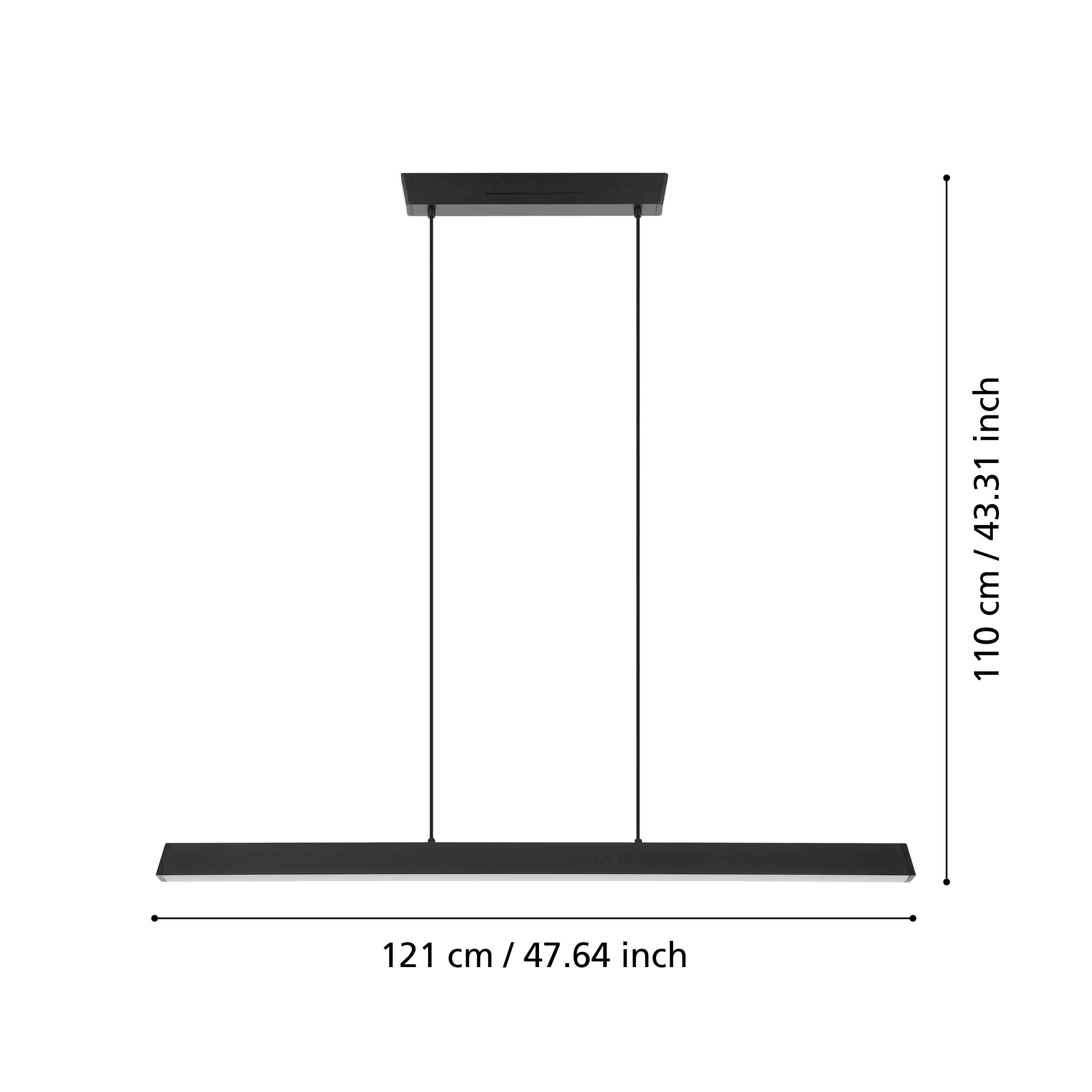 eglo connect simolaris z smart led black ceiling pendant living room close up
