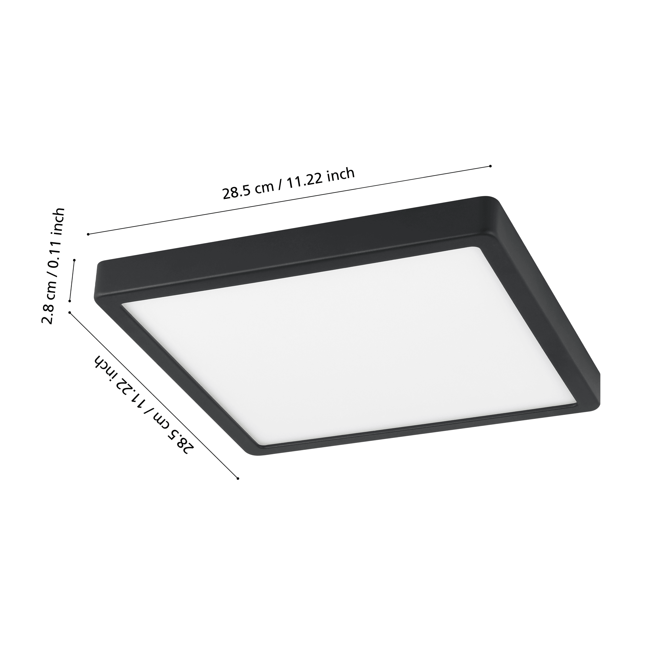 eglo connect fueva z smart led black square flush ceiling light living room close up