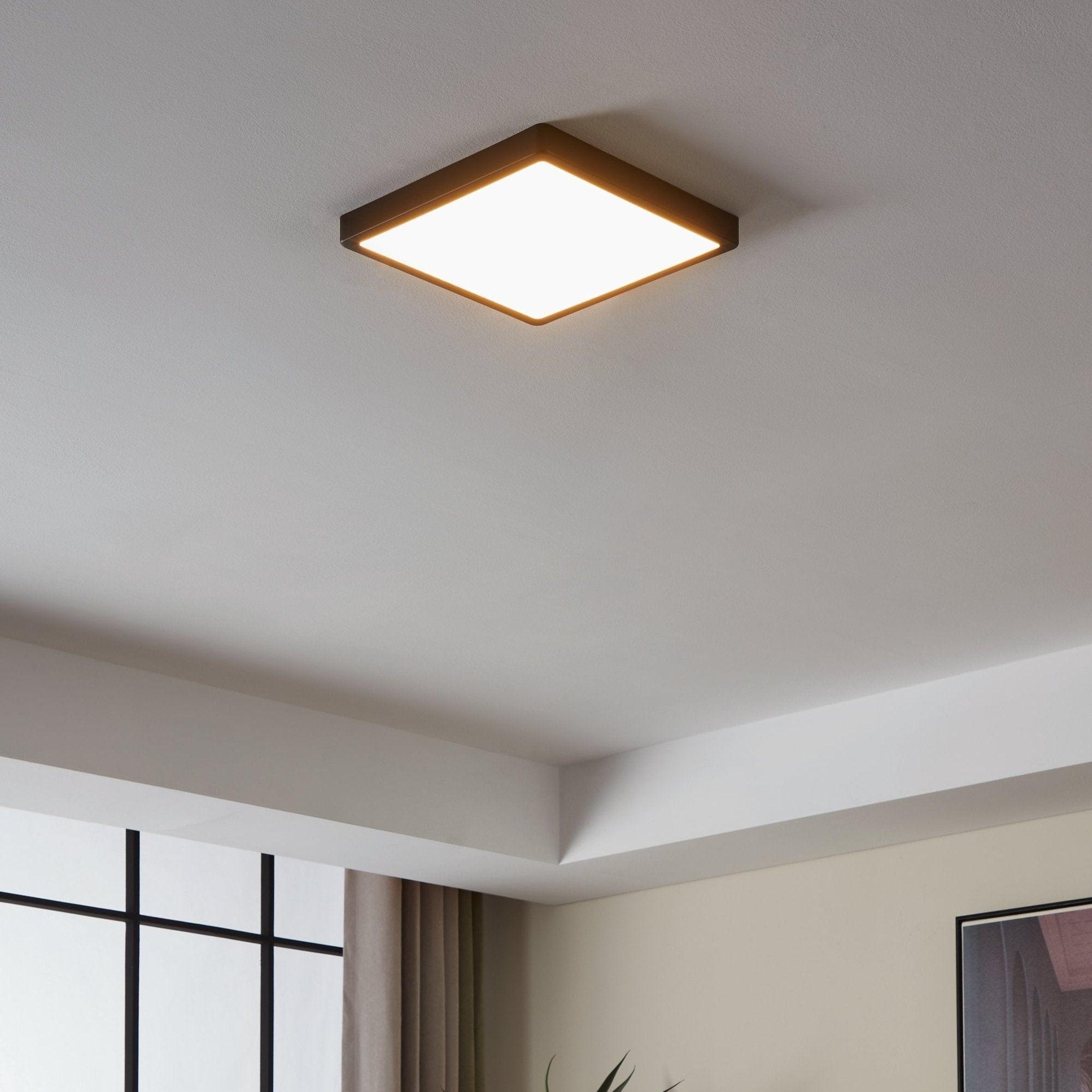eglo connect fueva z smart led black square flush ceiling light