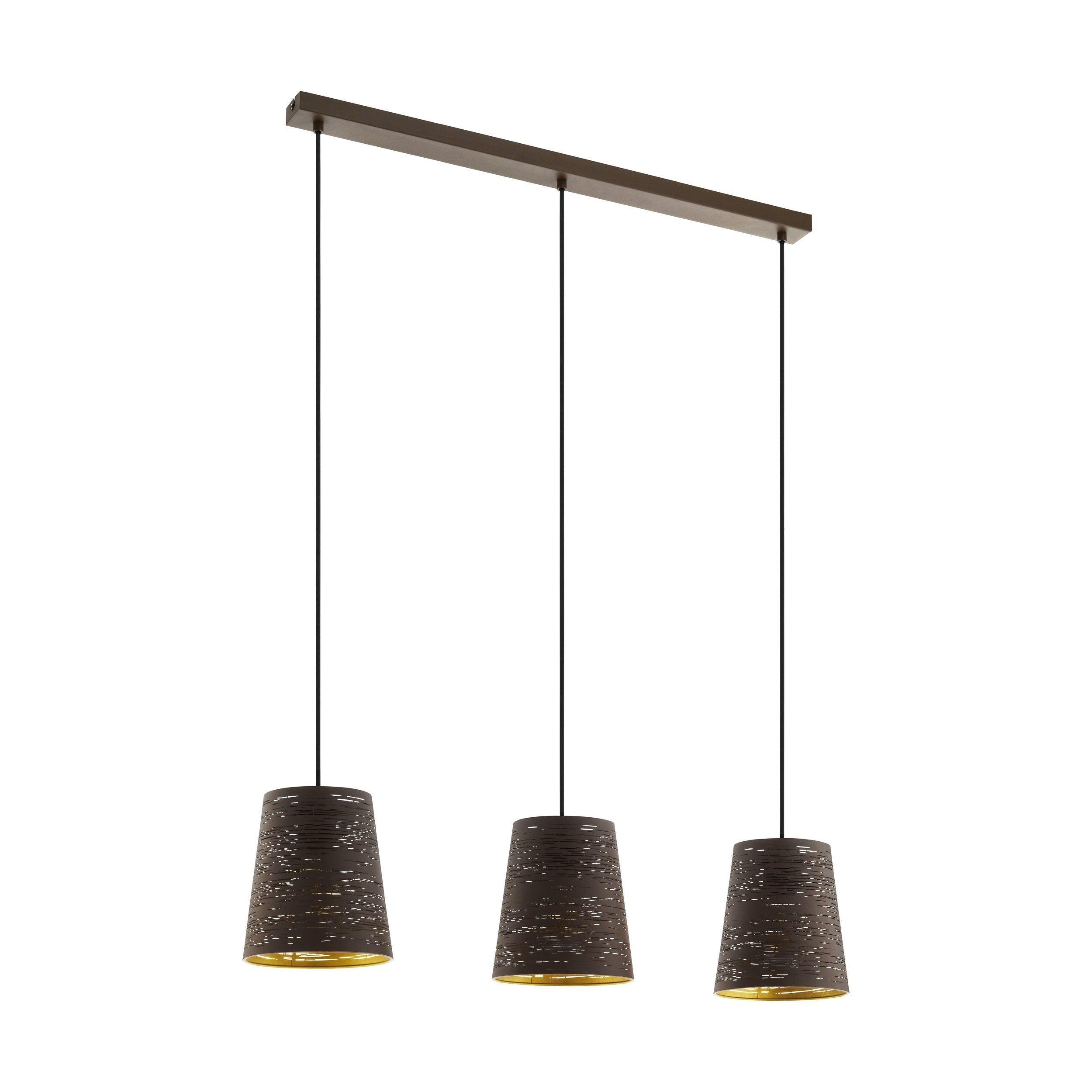 eglo segezia brown gold 3 light metal ceiling pendant living room image