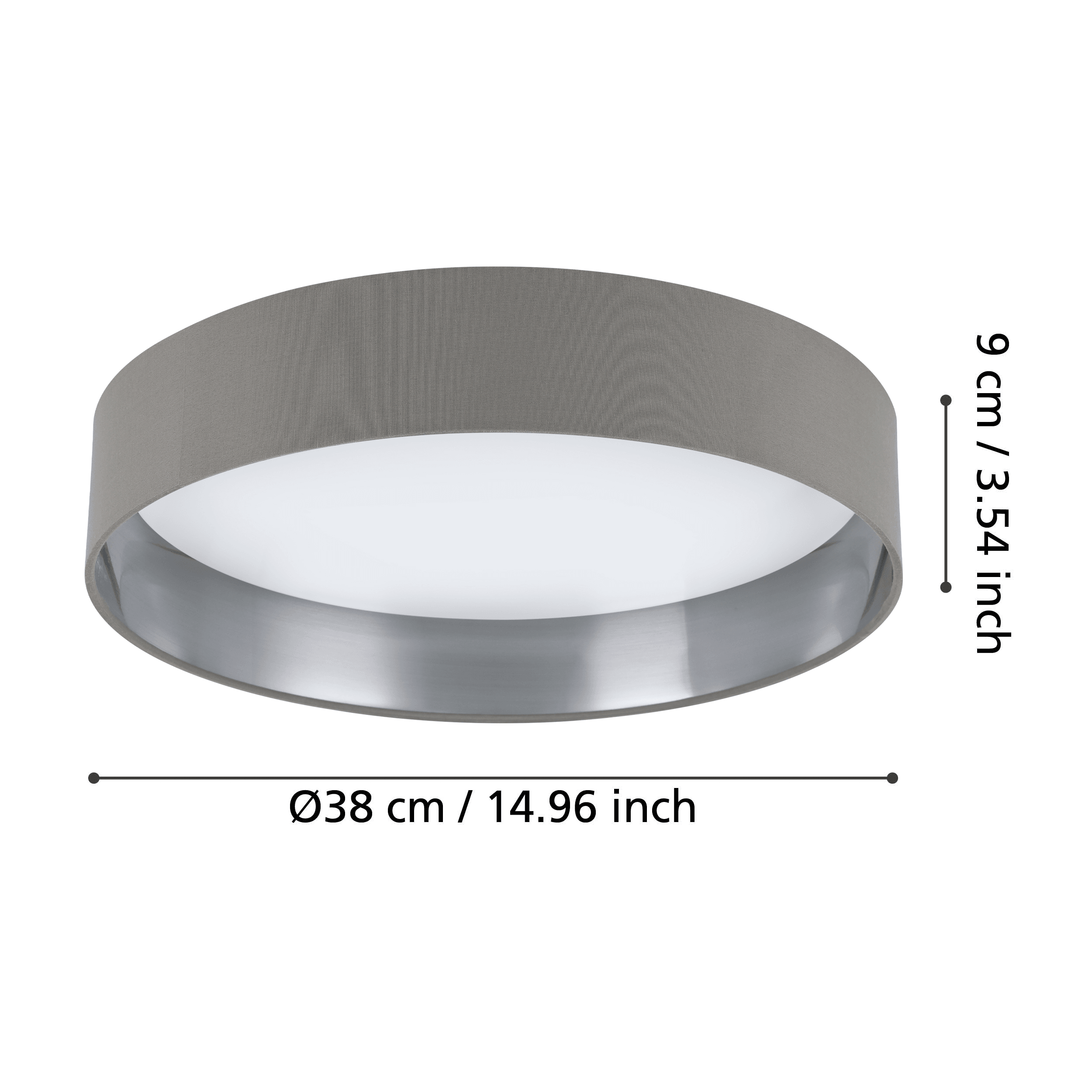 eglo maserlo 2 round grey silver fabric flush ceiling light Kitchen Lighting Close Up