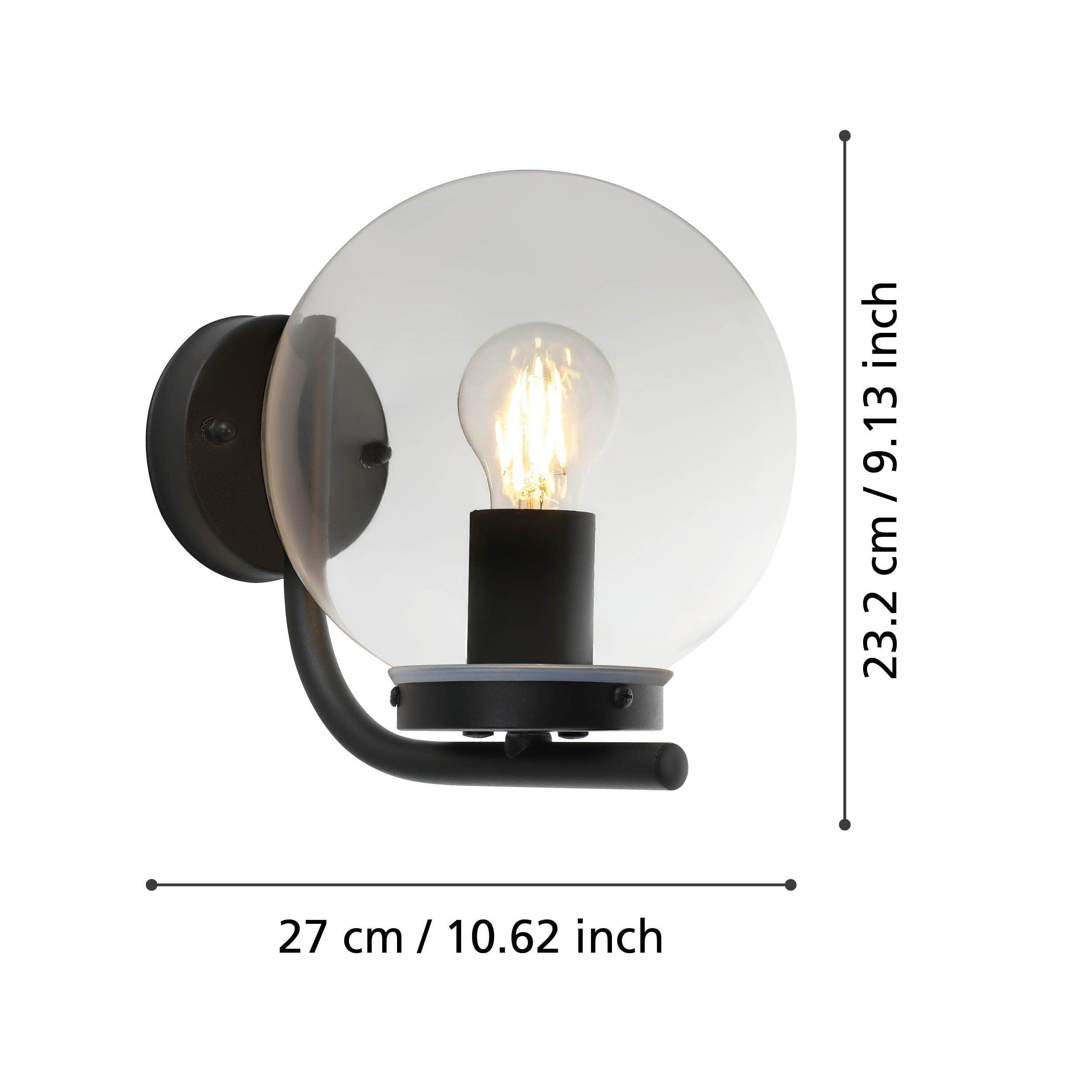 Eglo Taverna Black IP44 Outdoor Wall Light - Plastic Dome Shade