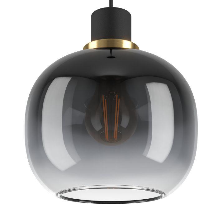 eglo oilella 3 light spherical black grey glass pendant kitchen lighting 