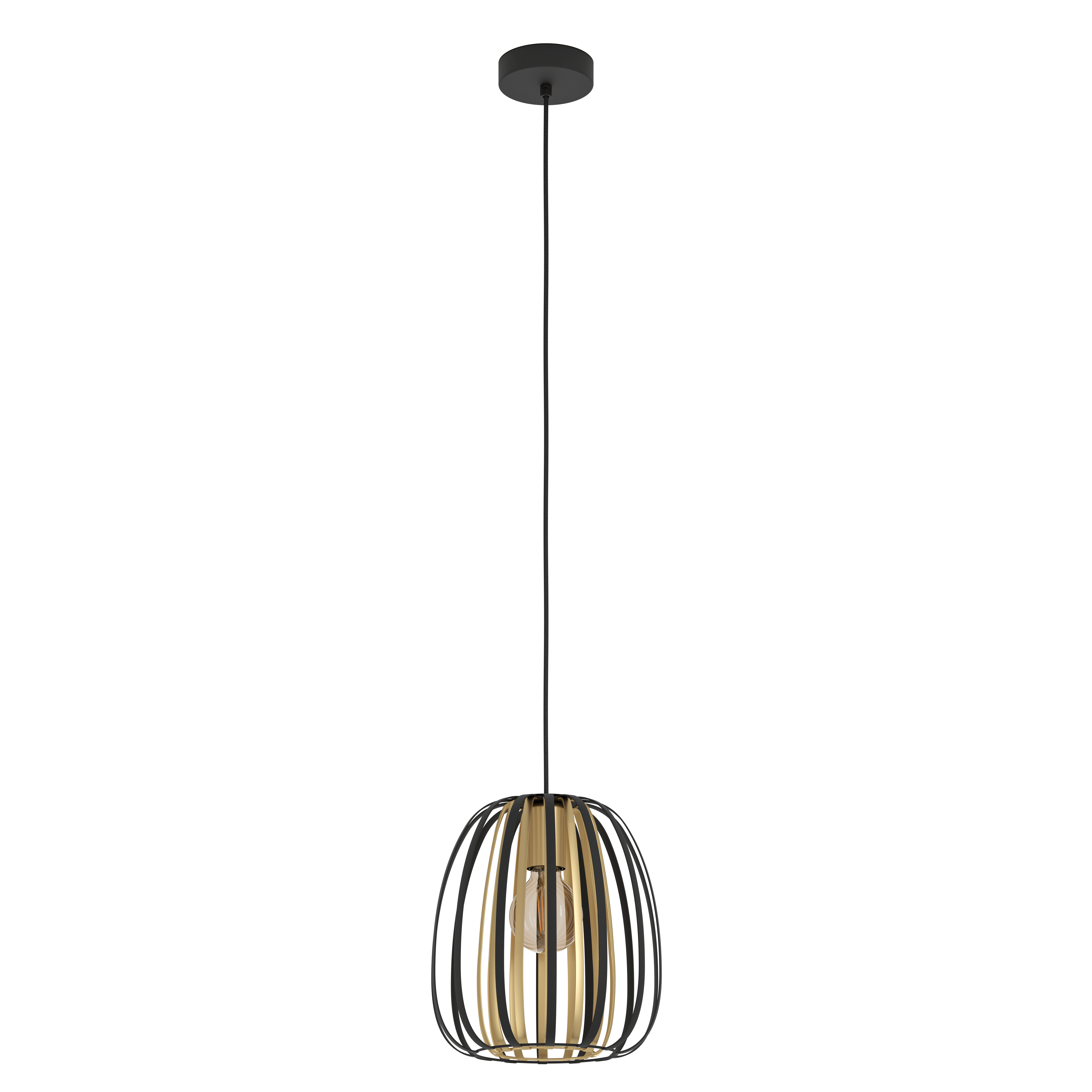 eglo encinitos brass black metal strips ceiling pendant living room close up