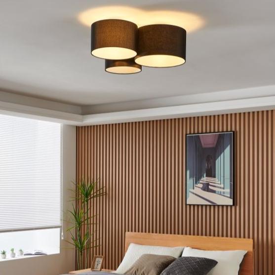 eglo pastore 2 ceiling flush with 3 black fabric shades
