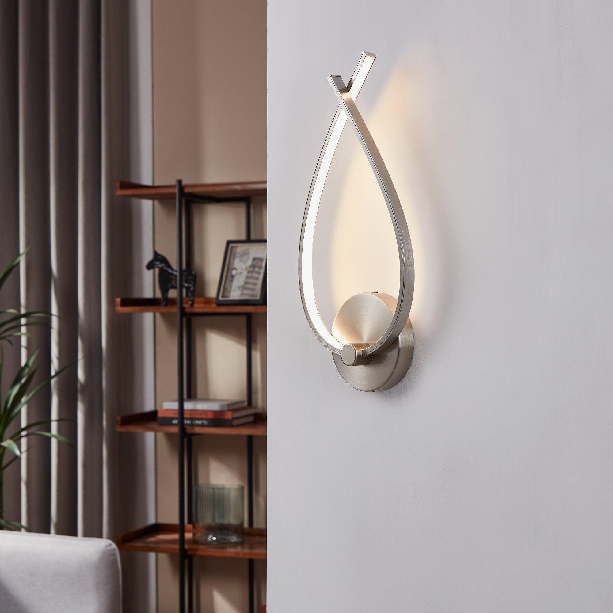eglo palozza 1 nickel curved integrated led wall light