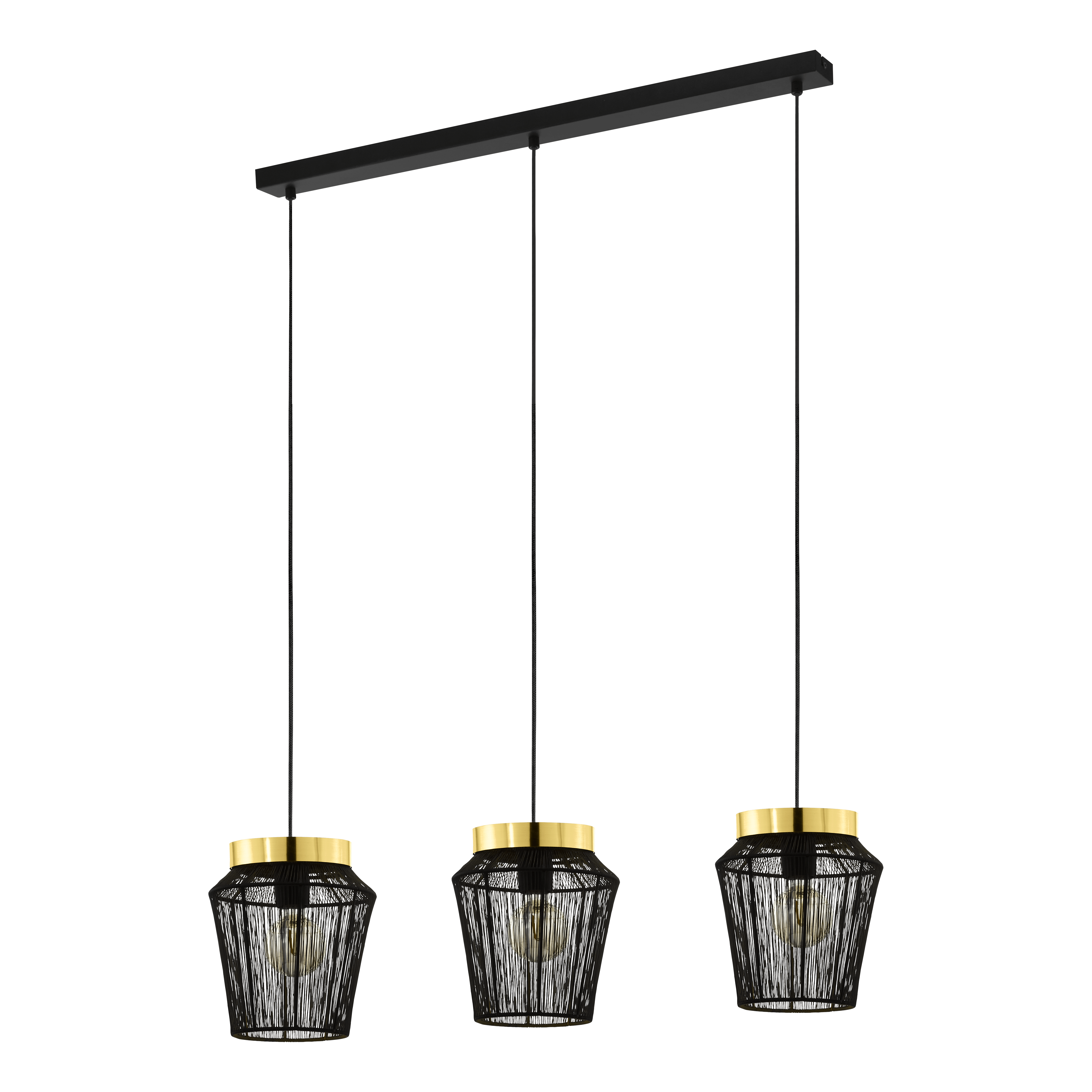 eglo escandidos 3 light black wire and gold ceiling pendant living room image