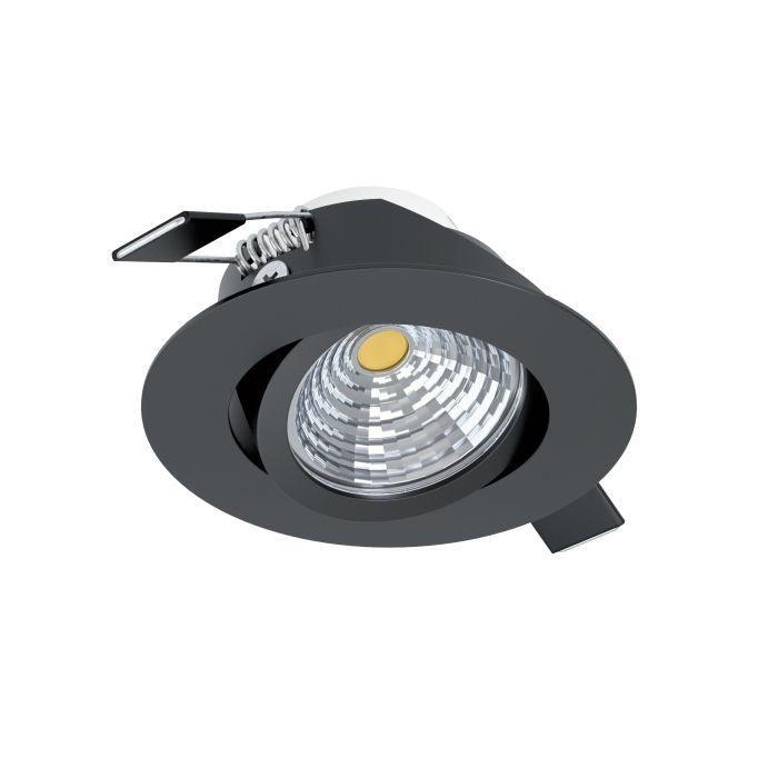 eglo saliceto black metal recessed downlight living room close up