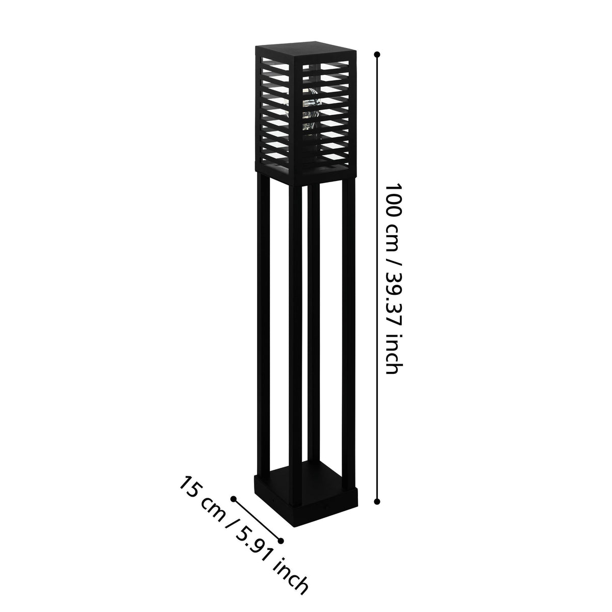 Eglo Alamonte 3 Black Cuboid Bollard Pathway IP44 Outdoor Light