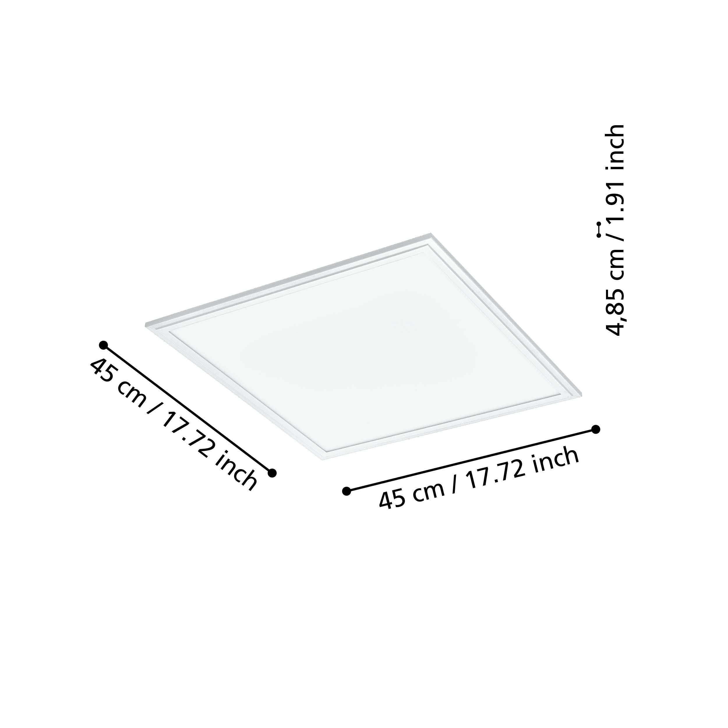 eglo connect salobrena z smart white square led ceiling flush 45cm living room close up