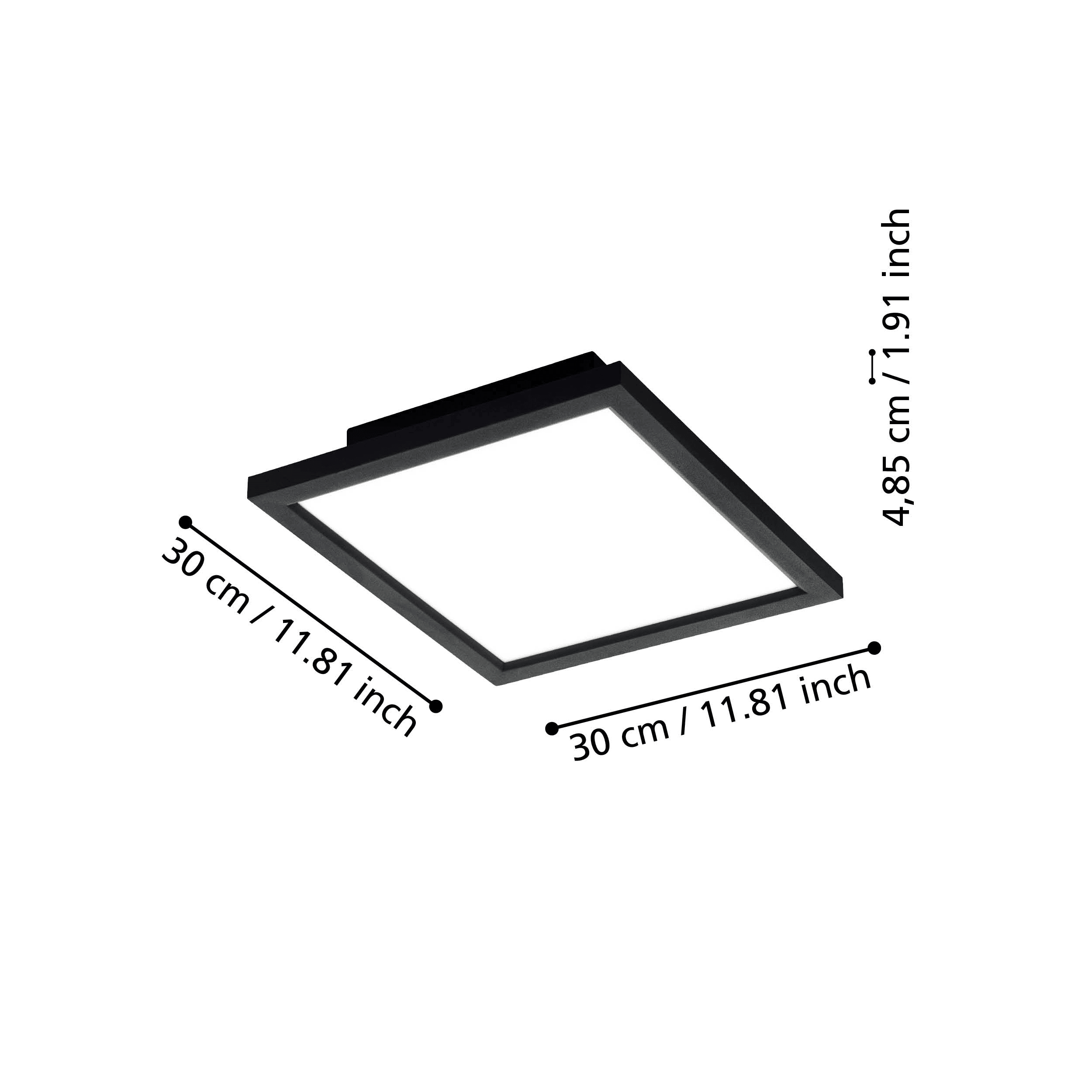 eglo connect salobrena z smart square black led ceiling flush 30cm living room close up