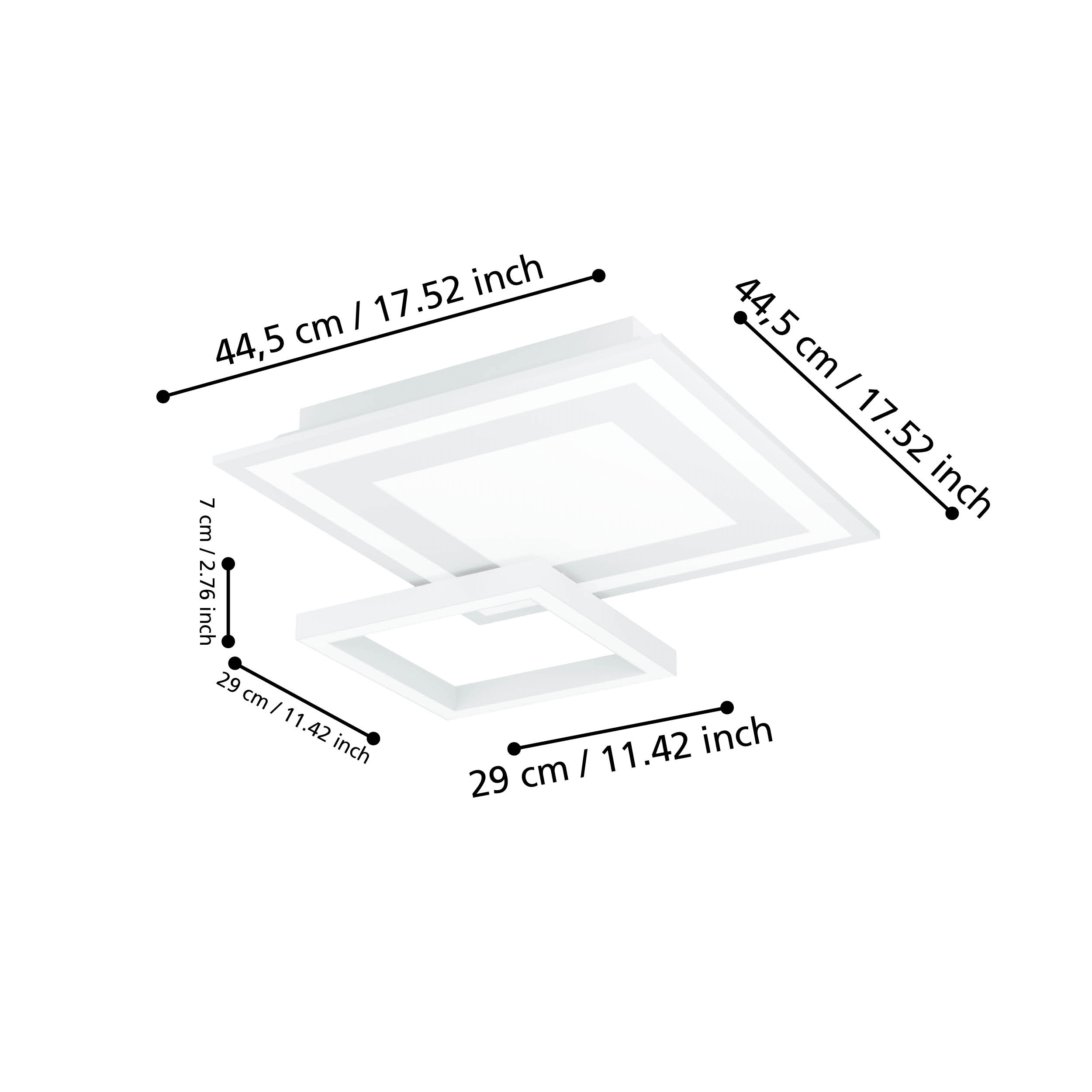 eglo connect savatarila z smart modern led square white ceiling flush living room close up