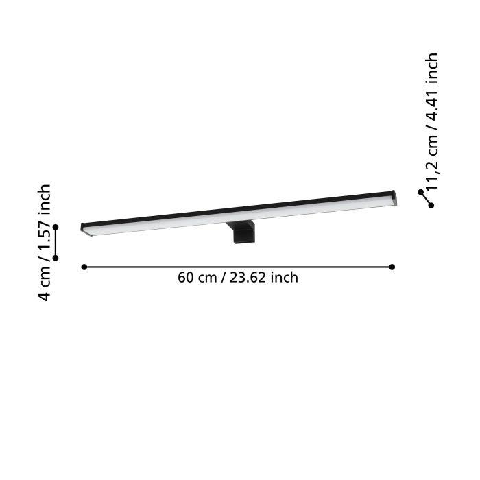 eglo pandella 2 ip44 black led bathroom wall mirror 60cm living room close up