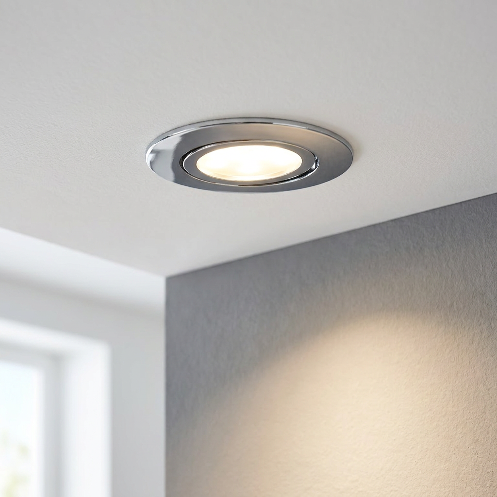 Eglo Pineda LED Chrome Recessed Downlight - 8.4cm by Eglo Lighting — suits kitchens, living rooms & bedrooms