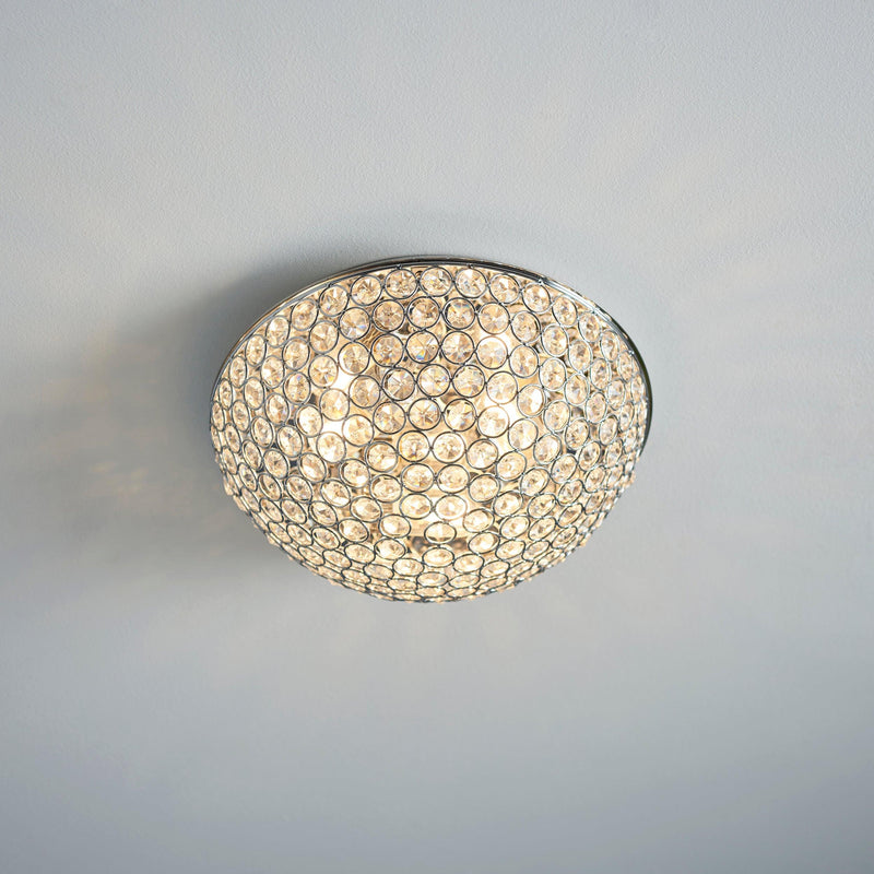 Chryla Clear Crystal & Chrome Flush Bathroom Ceiling Light 60103 - Ceiling Shot Light on
