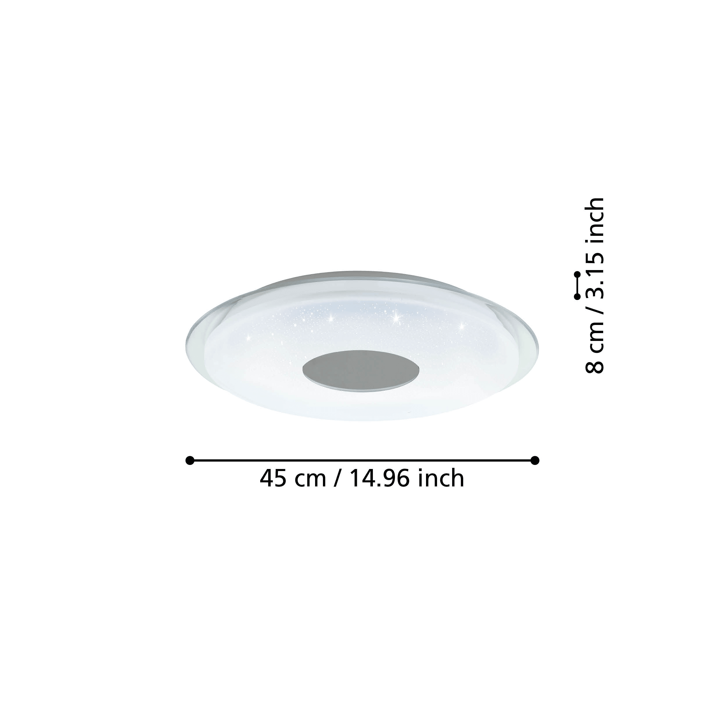 eglo connect lanciano z smart round chrome led ceiling flush 45cm living room close up