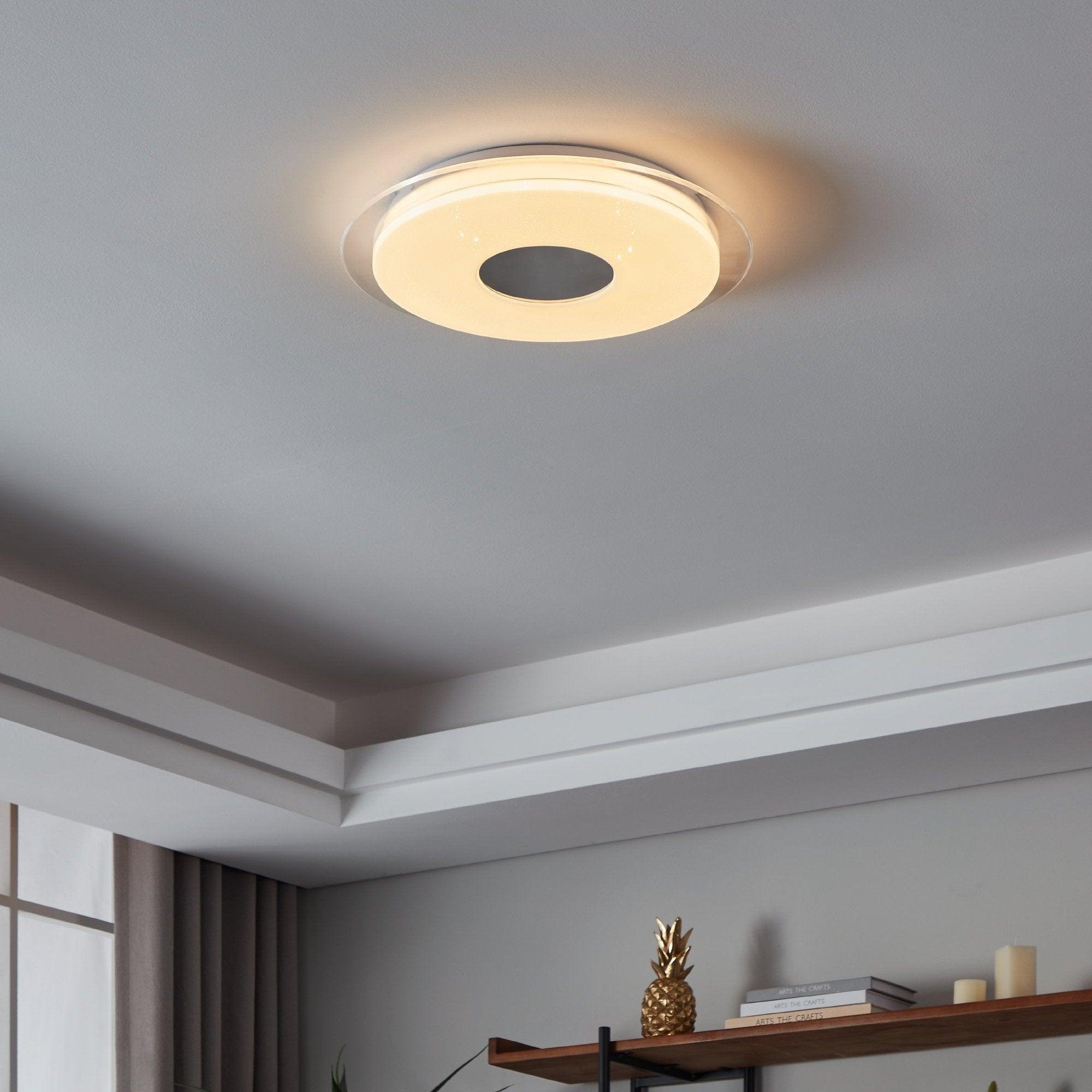 eglo connect lanciano z smart round chrome led ceiling flush 45cm