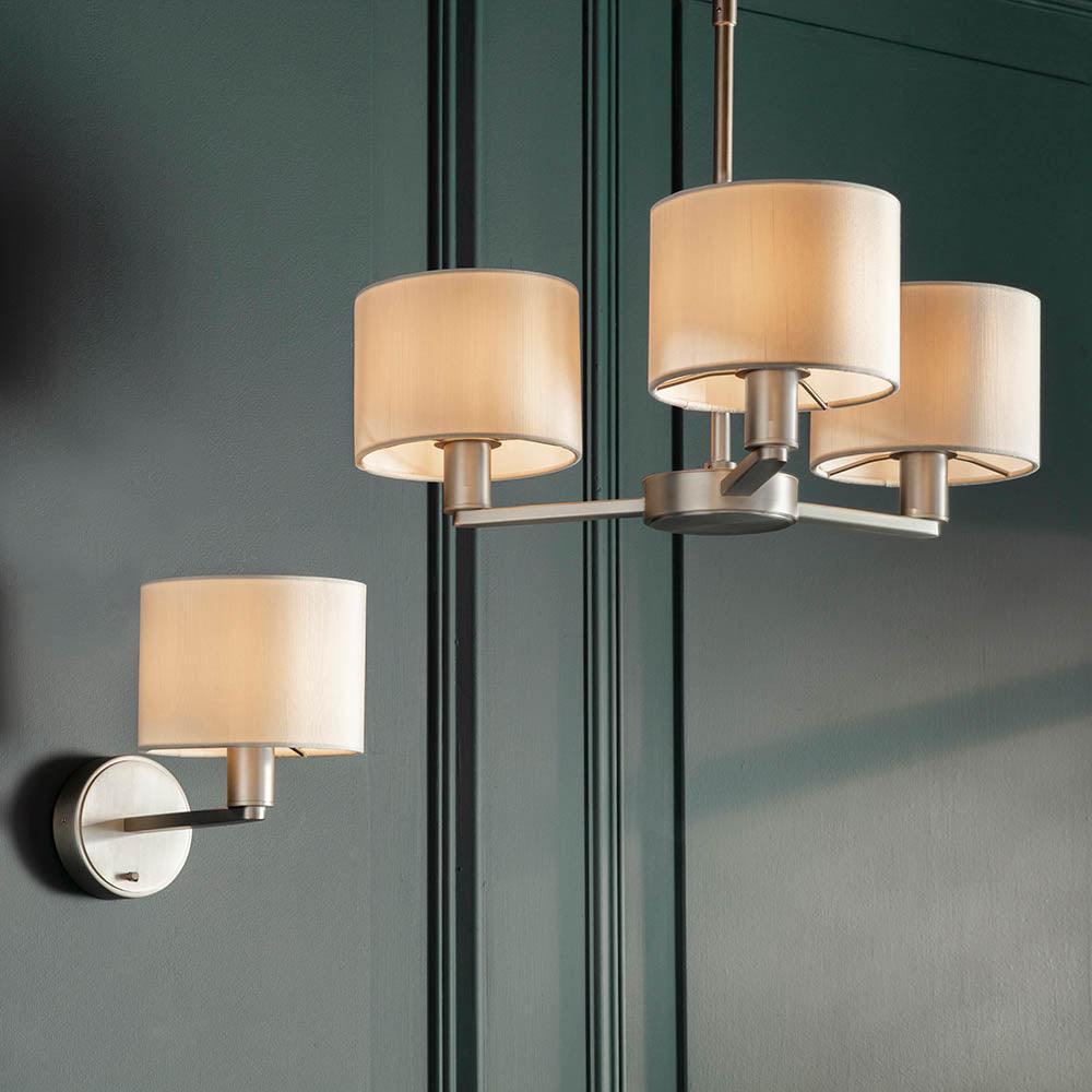 Endon Daley 3 Light Nickel Finish Ceiling Pendant-WAREHOUSE-40-290626