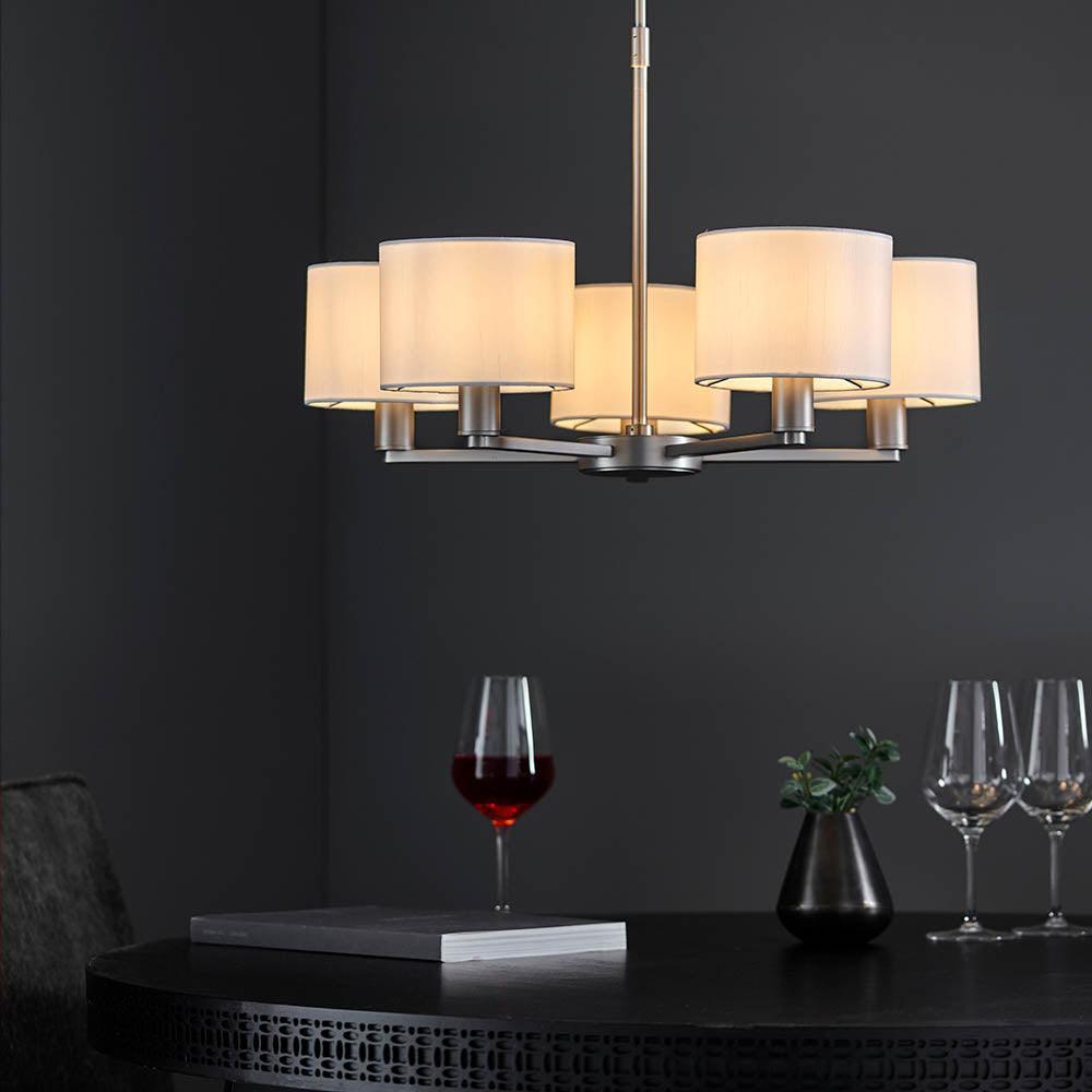 Endon Daley 5 Light Nickel Finish Ceiling Pendant-OPEN-BOX-BSL-270826