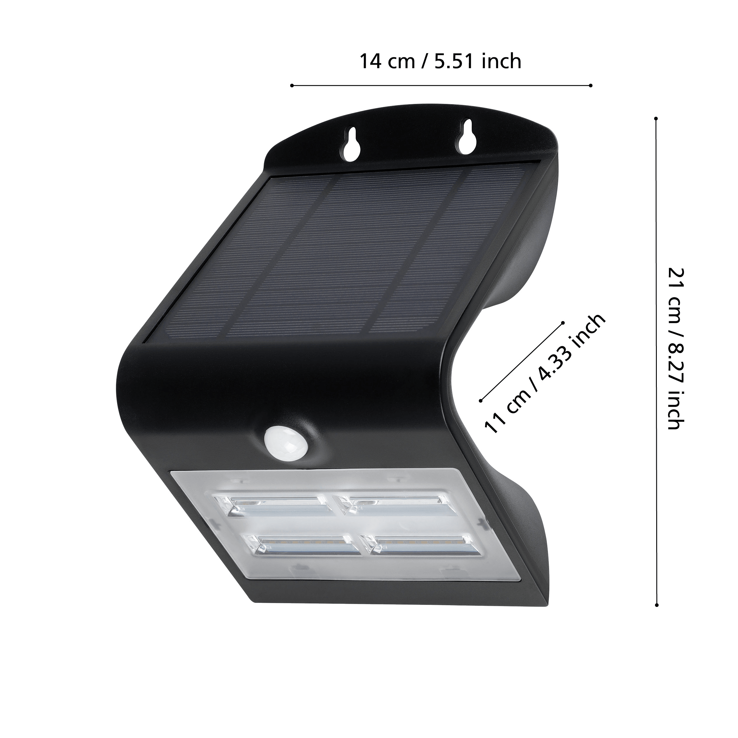 eglo lamozzo black solar powered wall light living room close up