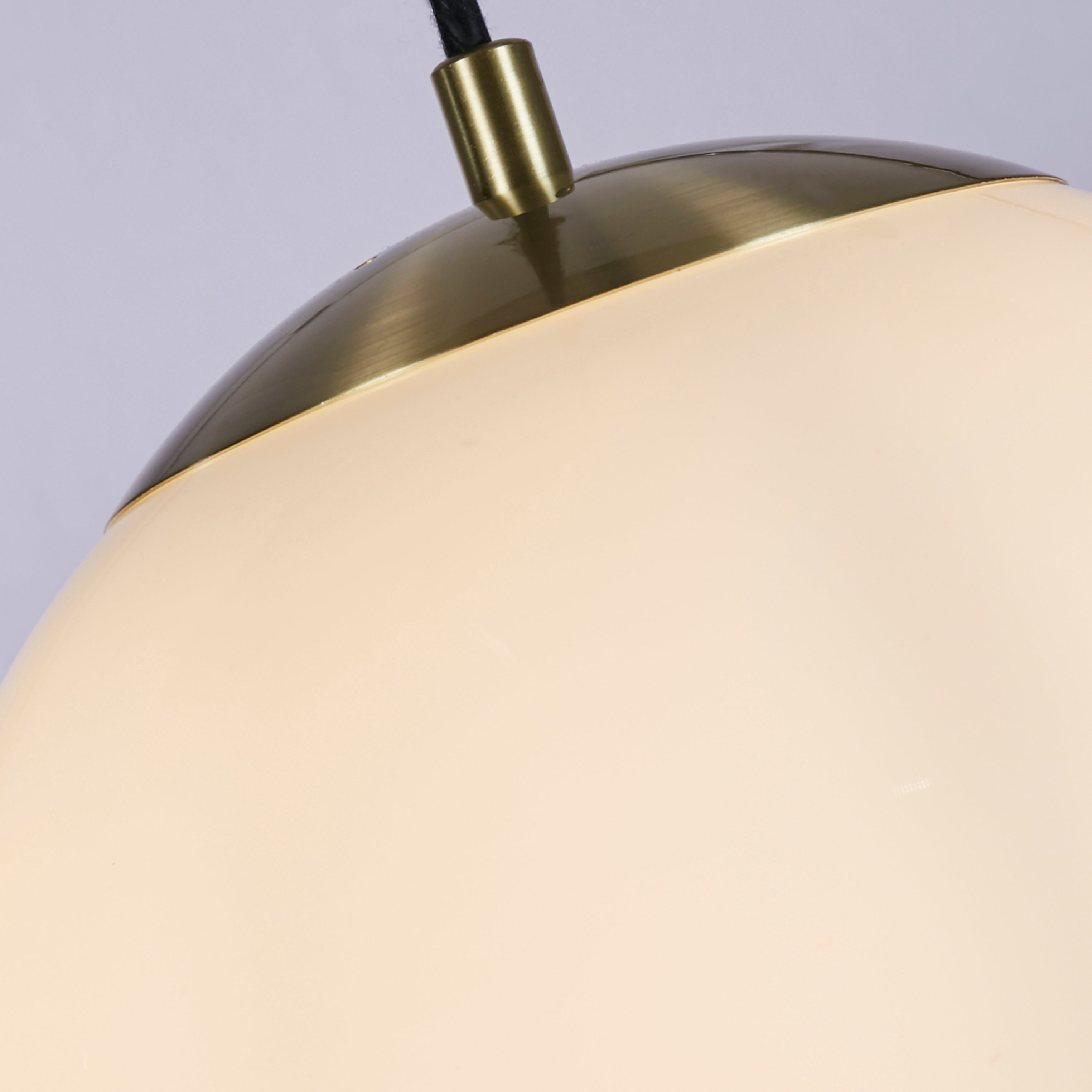 Searchlight Atom II Brass Pendant - Opal Glass Globe Shade - 30cm