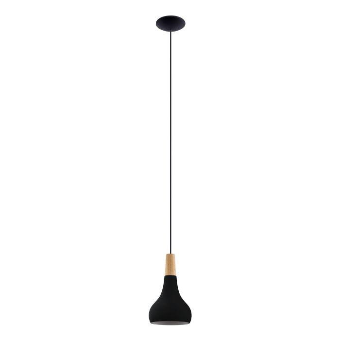 eglo sabinar black metal wood curved ceiling pendant living room image