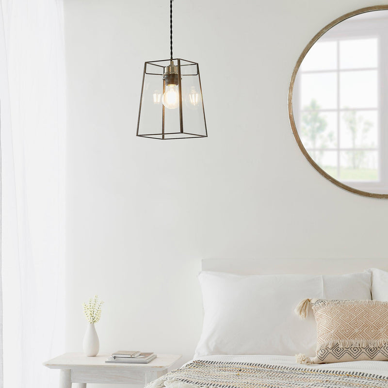 Beaumont Glass & Brass Easy Fit Ceiling Lamp Shade Light - lifestyle above a bed
