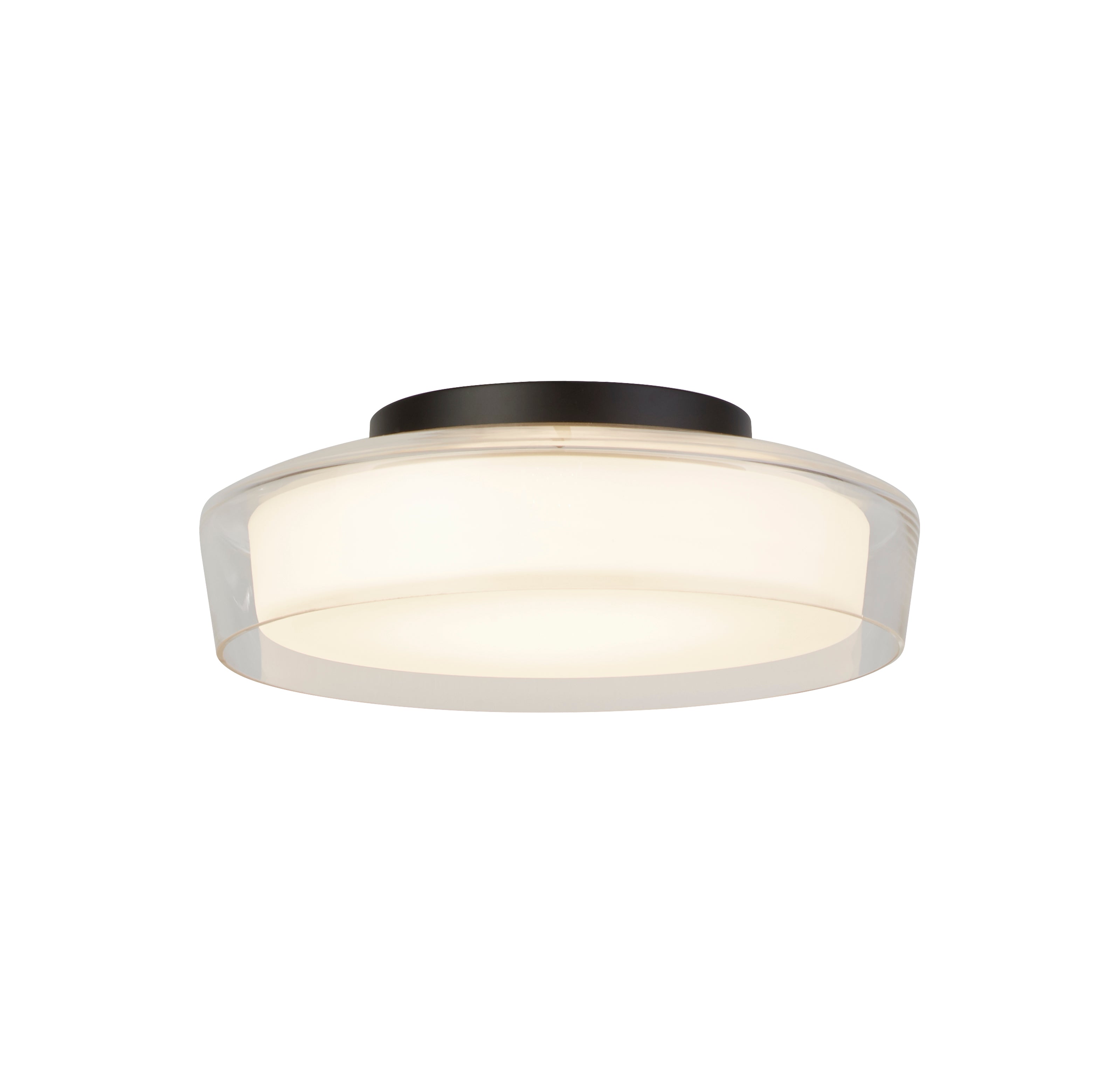Searchlight Puck Black Flush With Clear & Opal Glass
