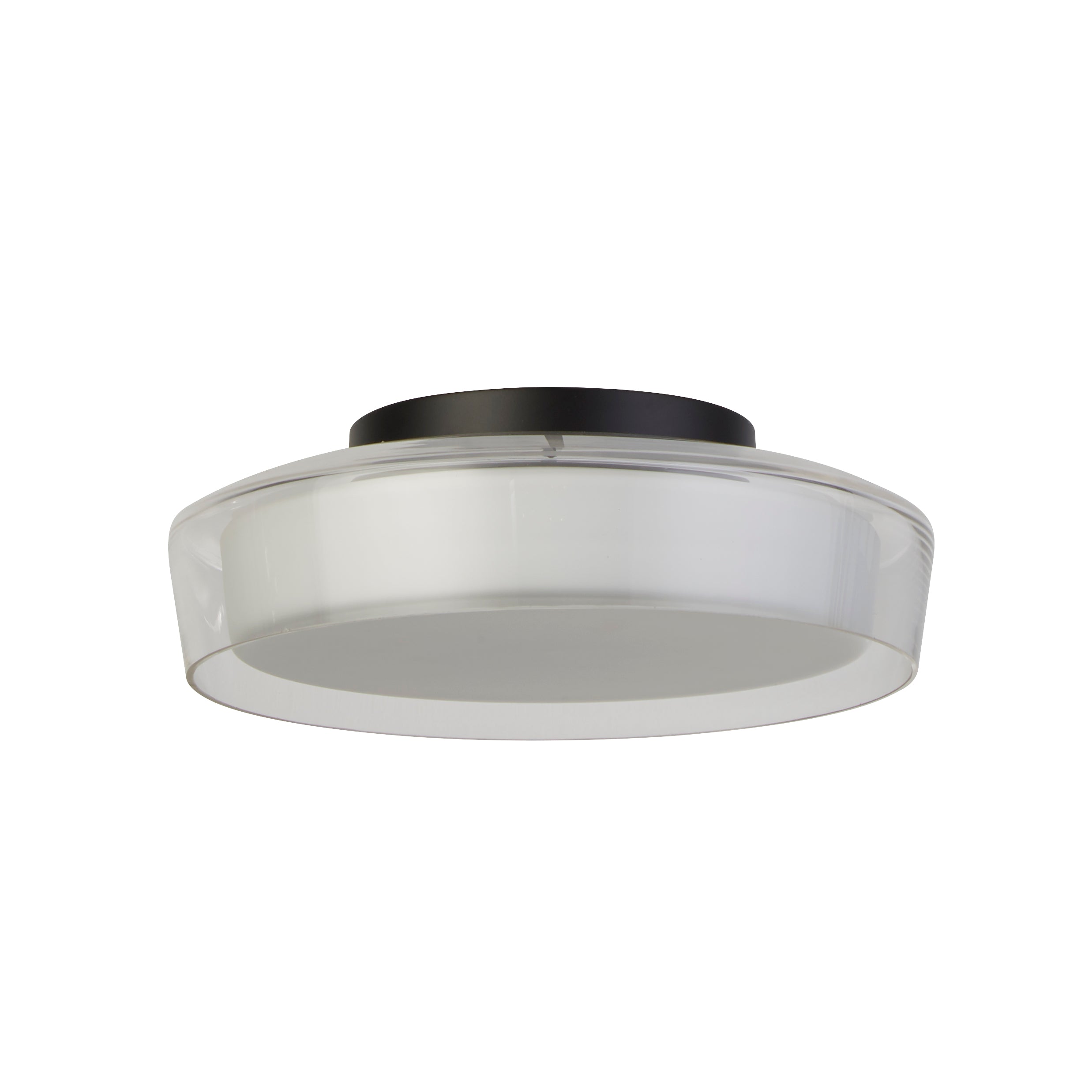 Searchlight Puck Black Flush With Clear & Opal Glass